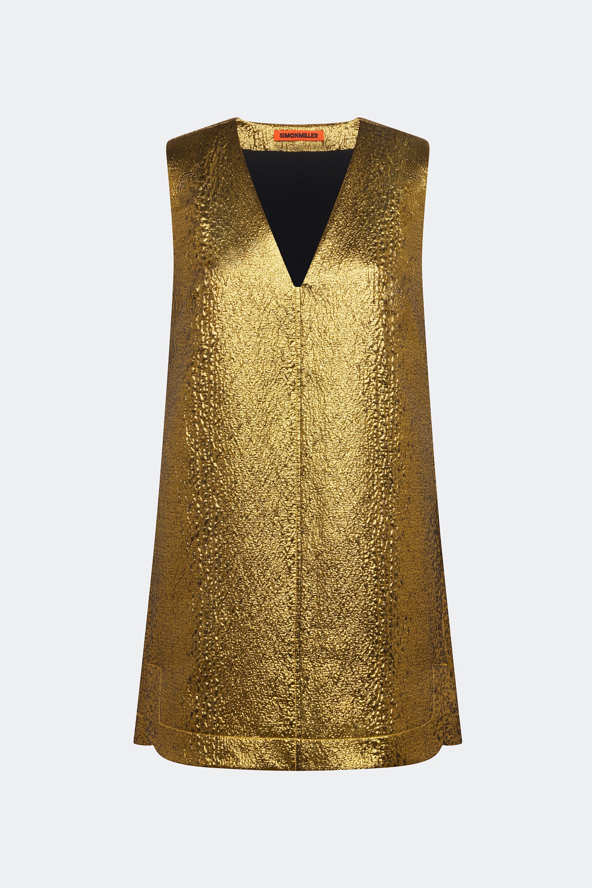 Fountain Metallic Mini Dress in Star Gold | SIMONMILLER