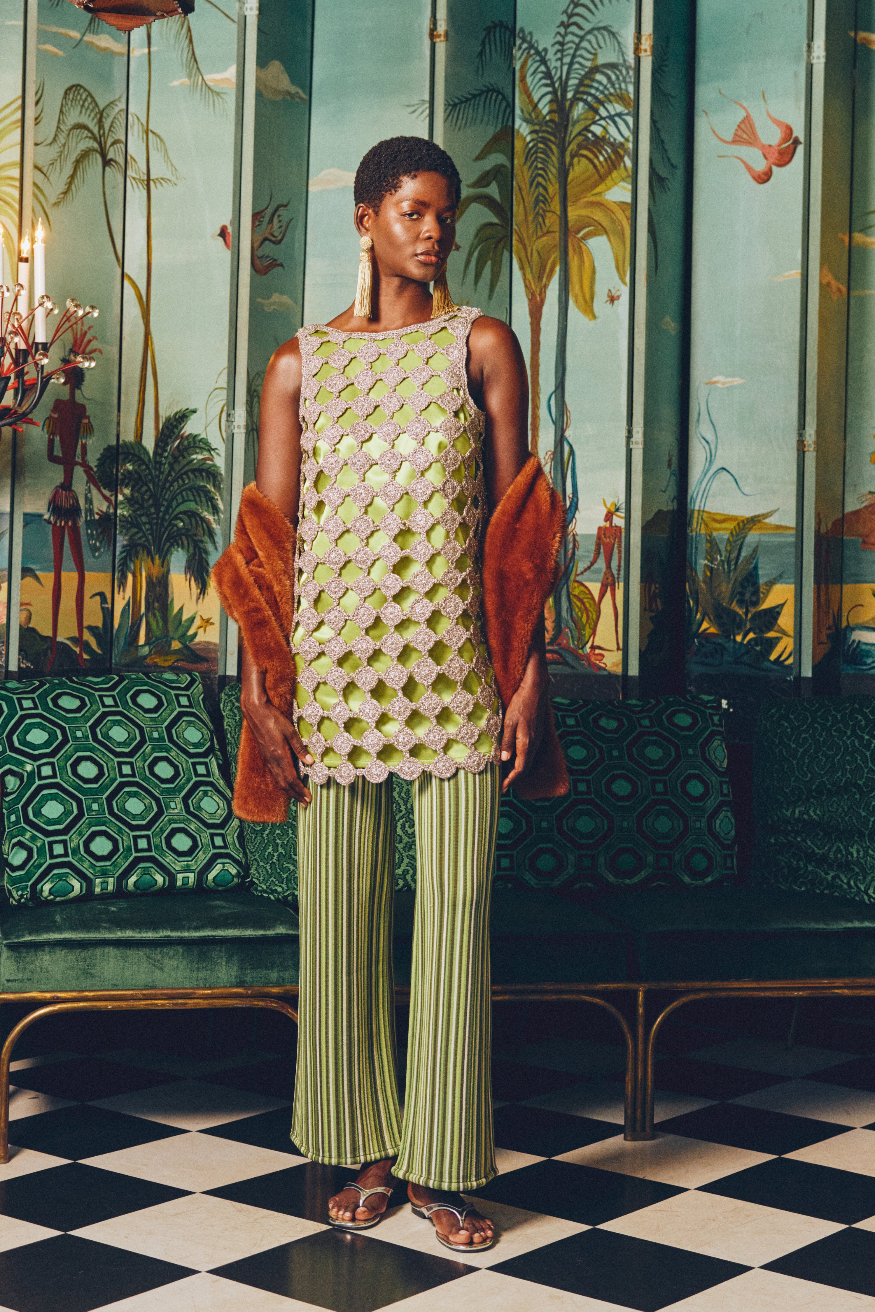 Sina Crochet Mini Dress In Moss/Satellite Silver – Simon Miller