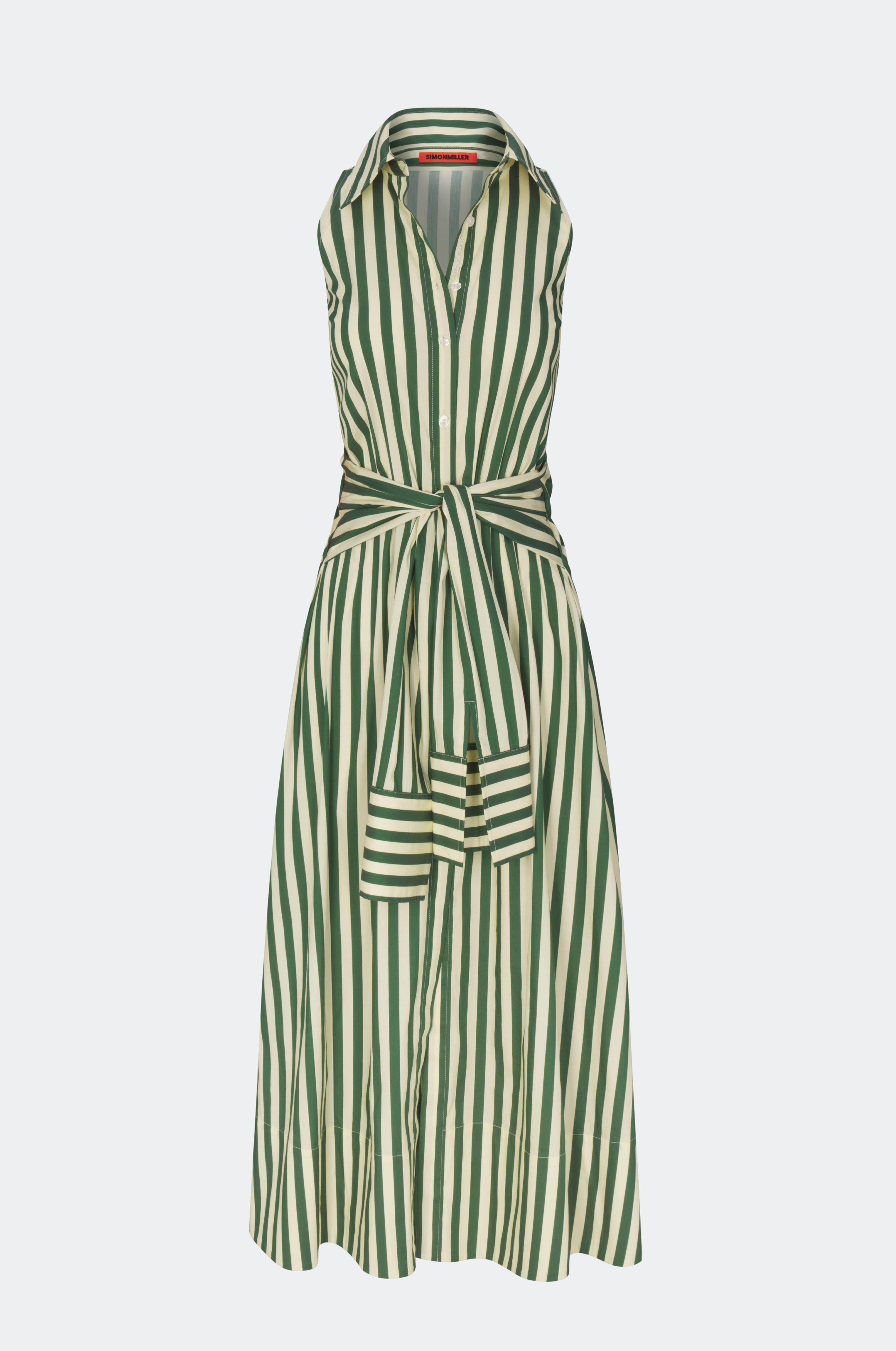 SIMONMILLER Inna Sleeveless Poplin Dress in Gummy Green/Ecru XL / Gummy Green/Ecru SIMONMILLER Inna Sleeveless Poplin Dress in Gummy Green/Ecru XL / Gummy Green/Ecru