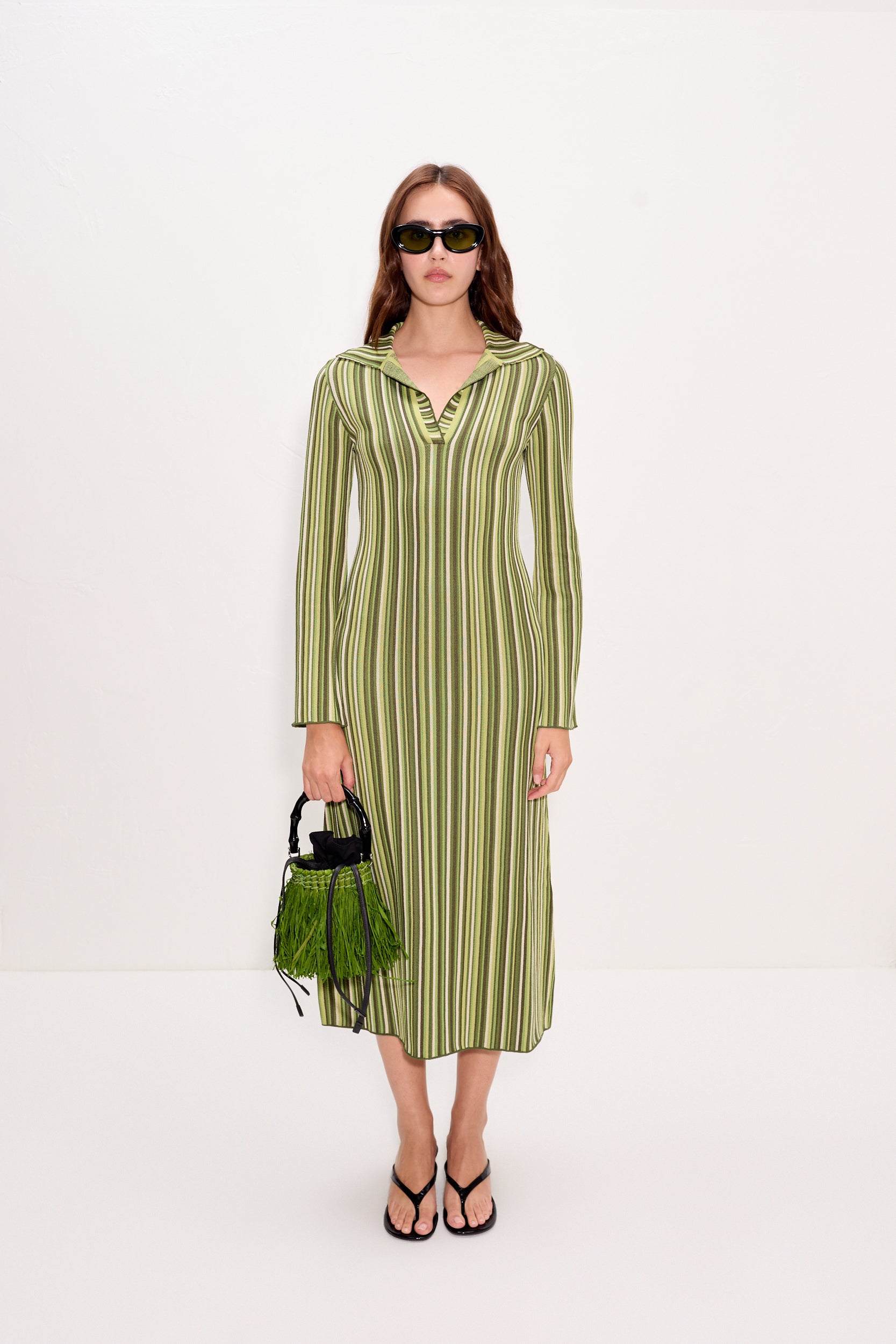 Reade Polo Dress In Landscape Multi Stripe – Simon Miller