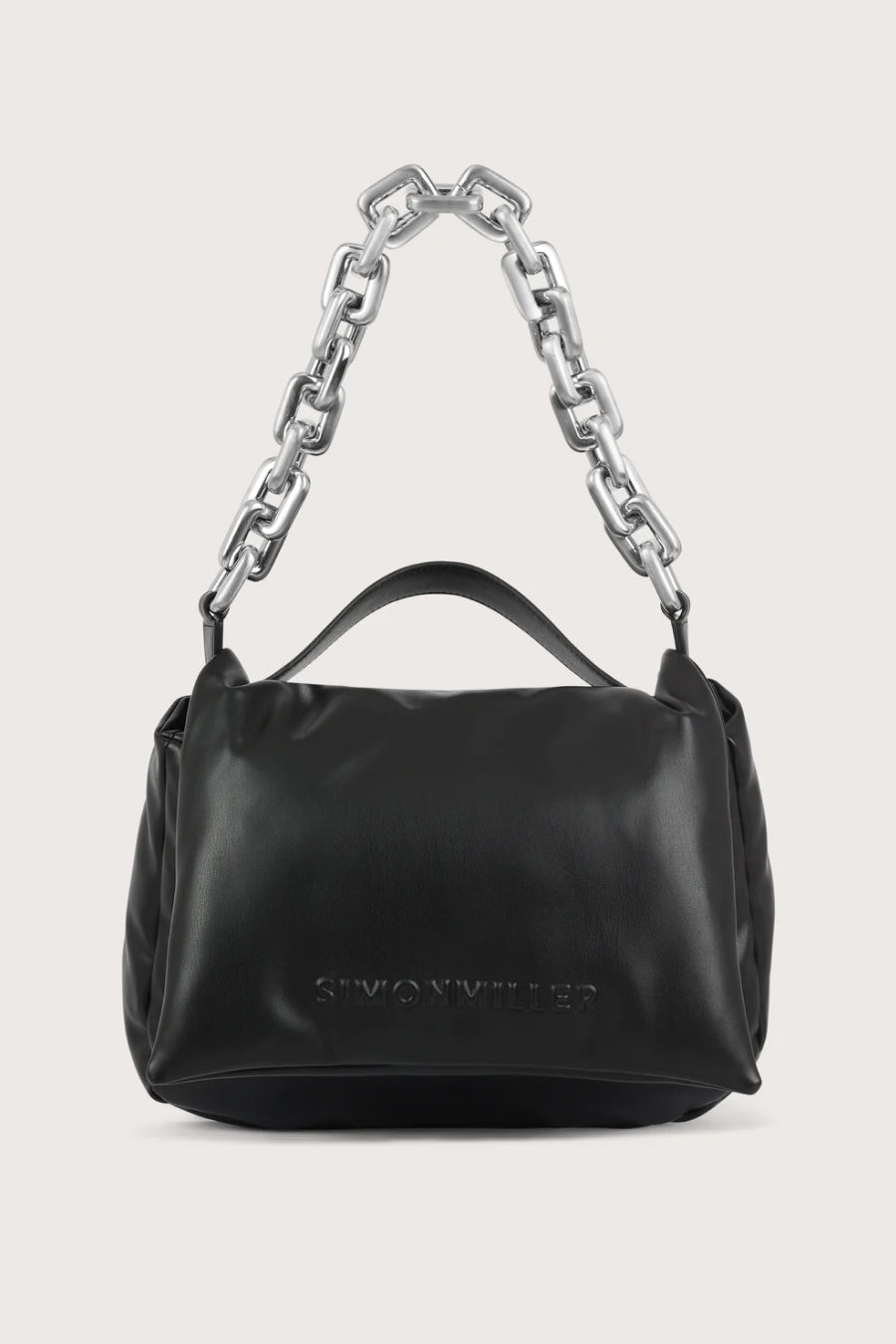 Black Quilted Silver Chain Detail Shoulder Bag