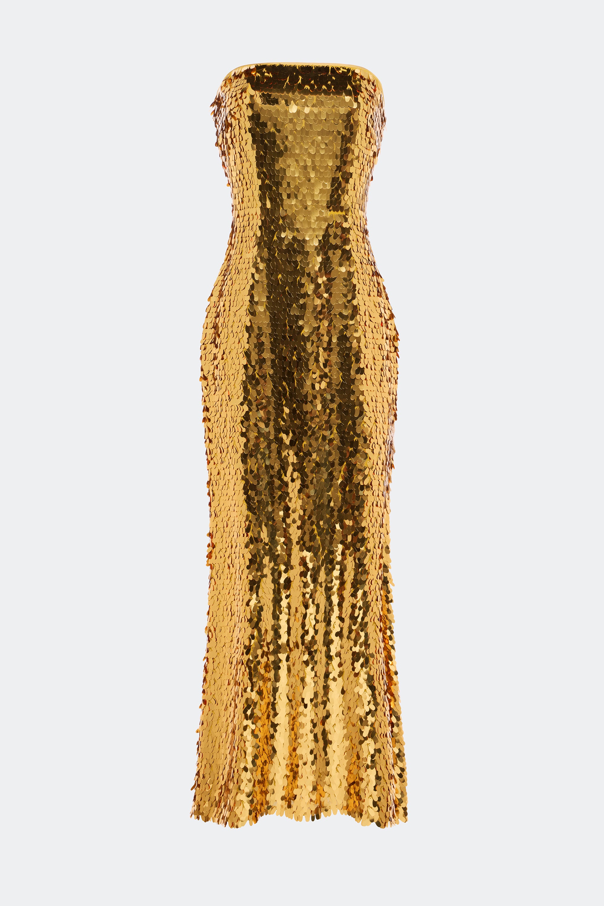 Sculpty Strapless Sequin Dress In Star Gold