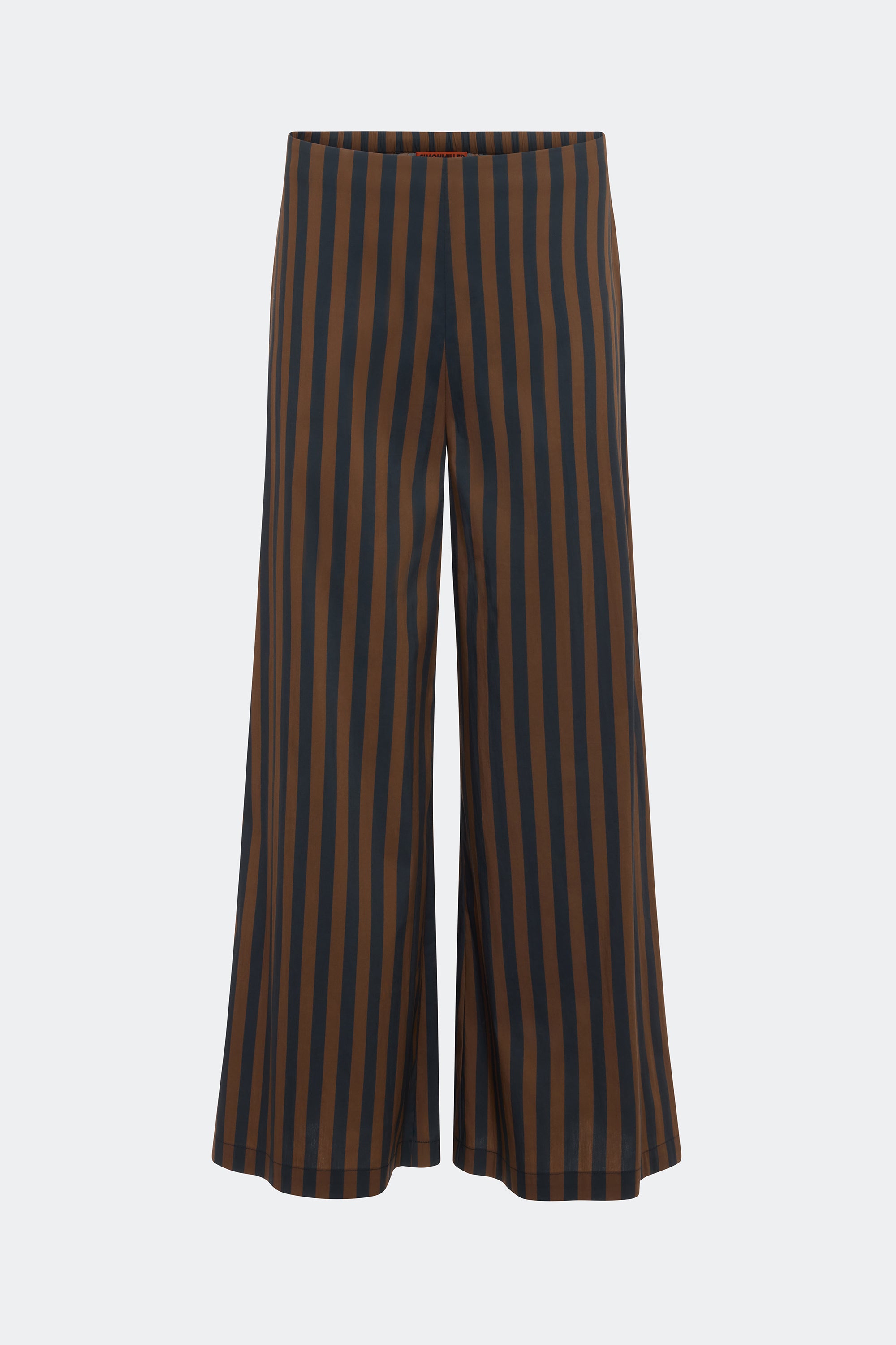 Toni Poplin Pant In Black/Choco Brown Stripe