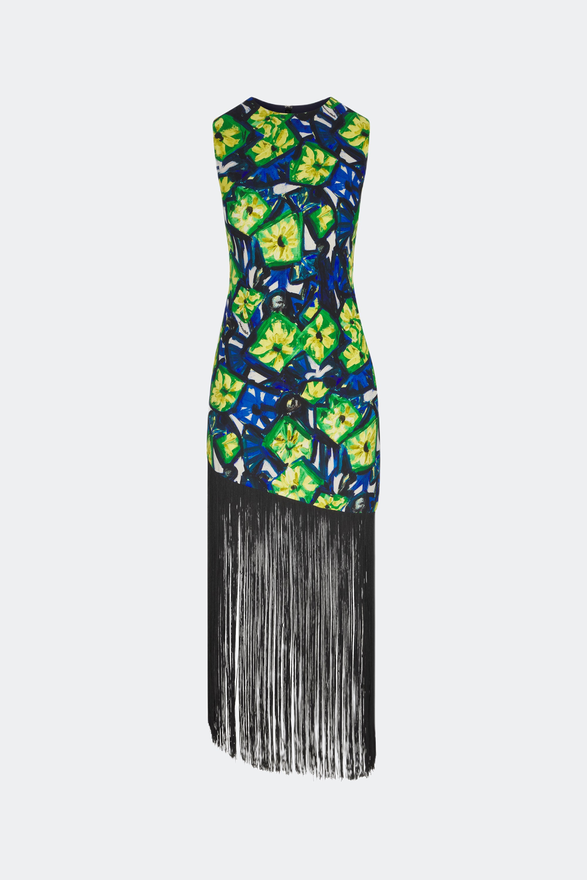 Casablanca Fringe Dress in Large Abstract Floral