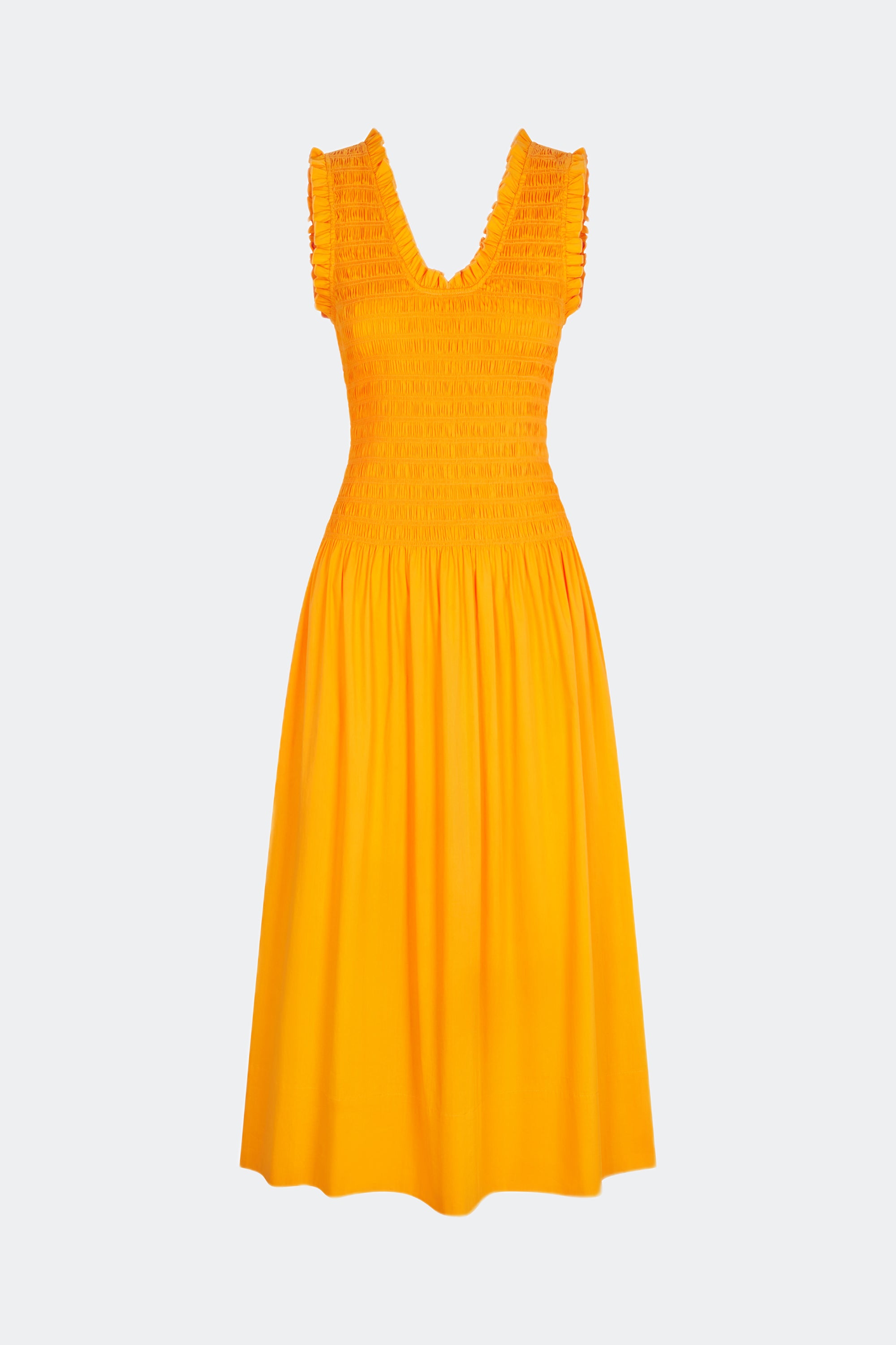 orange poplin dress Vestido Midi Sarah Poplin Bubble - Naranja