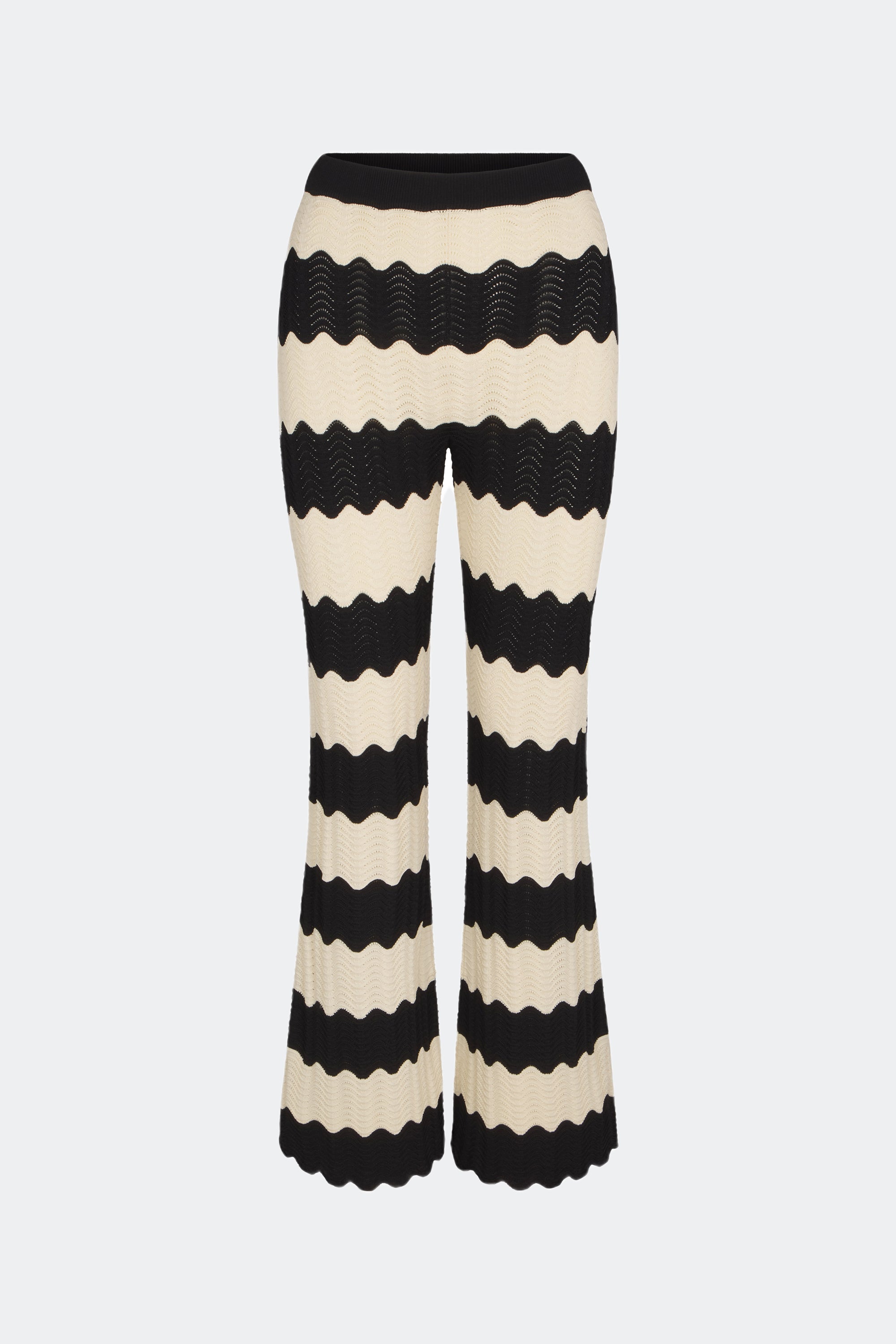 Moji Knit Pant in Black/Macadamia Wave Stripe | SIMONMILLER