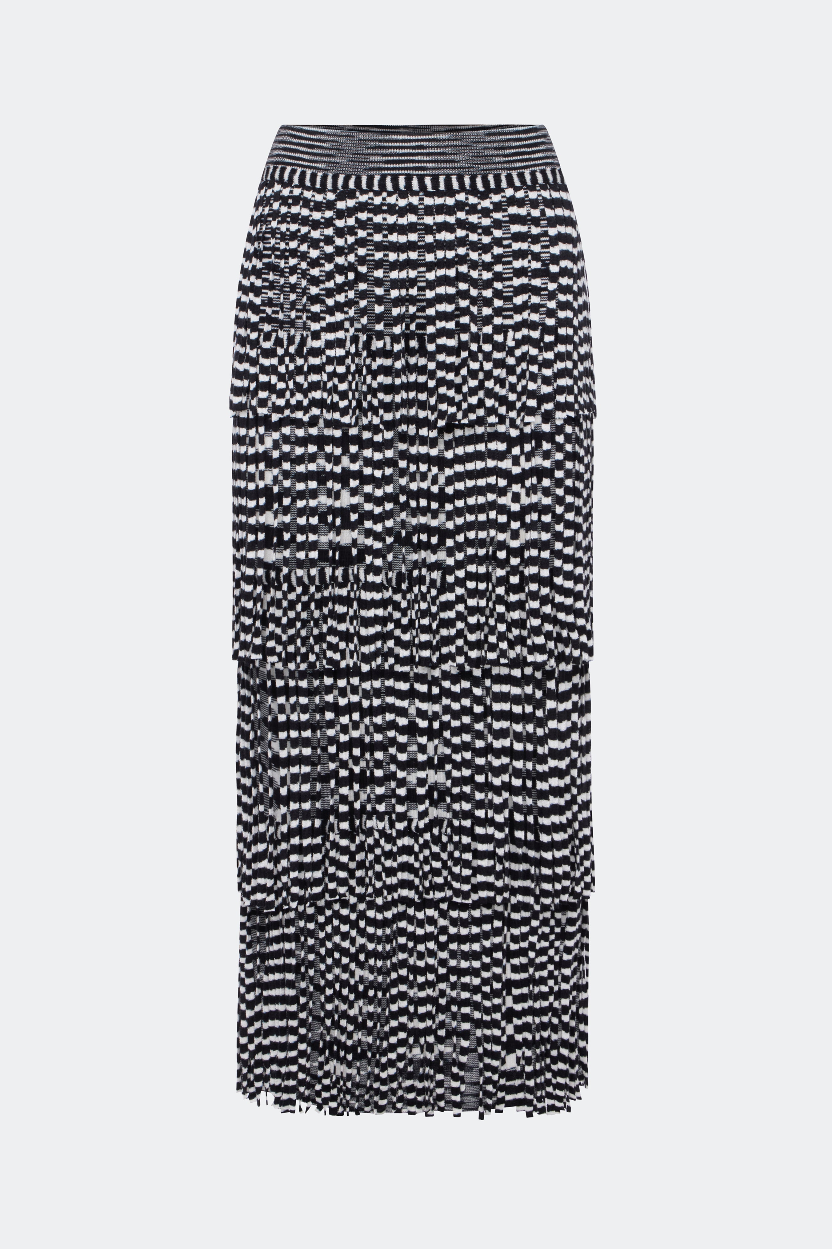 Za Za Knit Fringe Skirt In Black/White Space Dye – Simon Miller