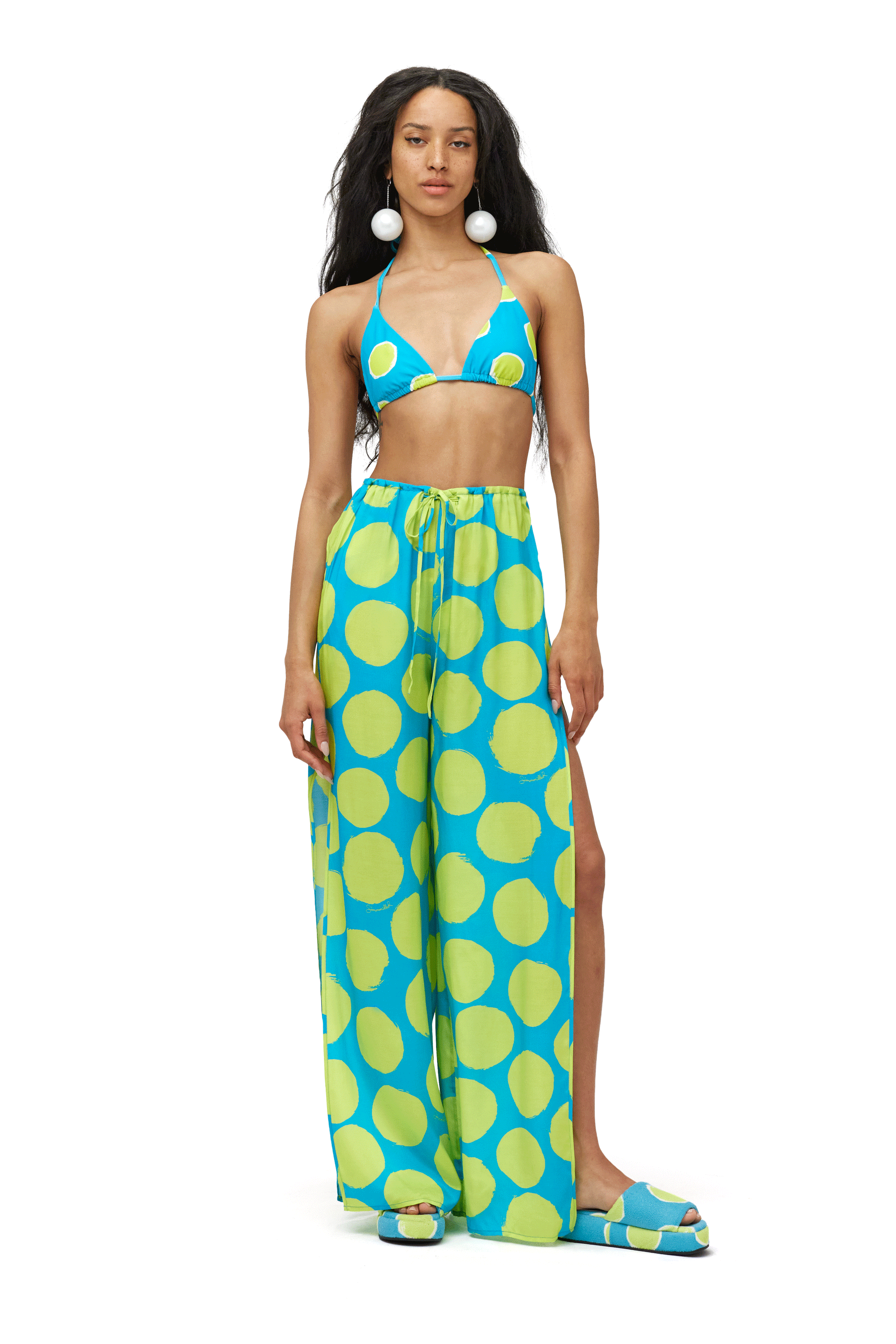 Flash Pant in Suburban Blue Valley Green Dot Print