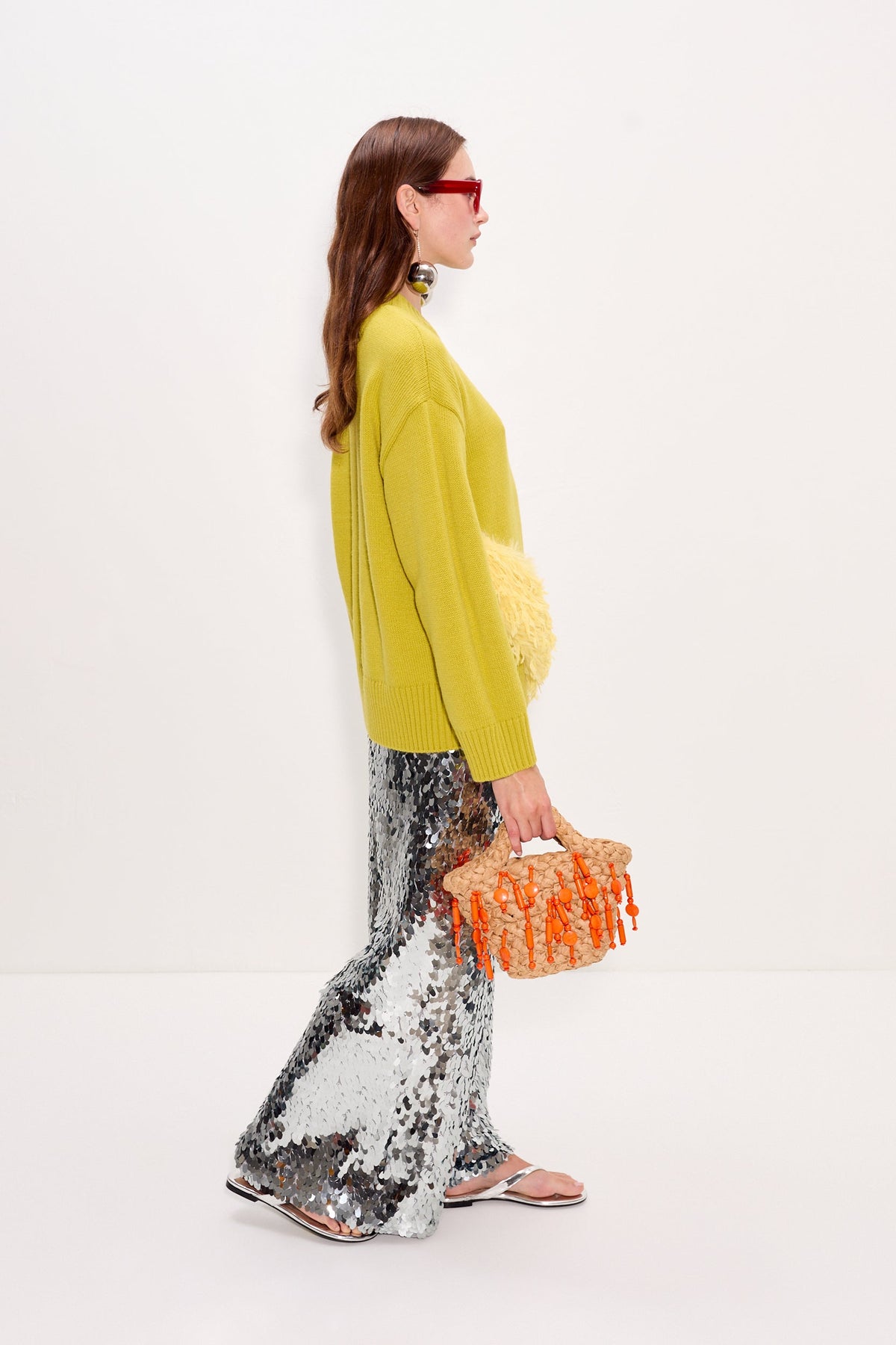 Zira Novelty Sweater In Chartreuse