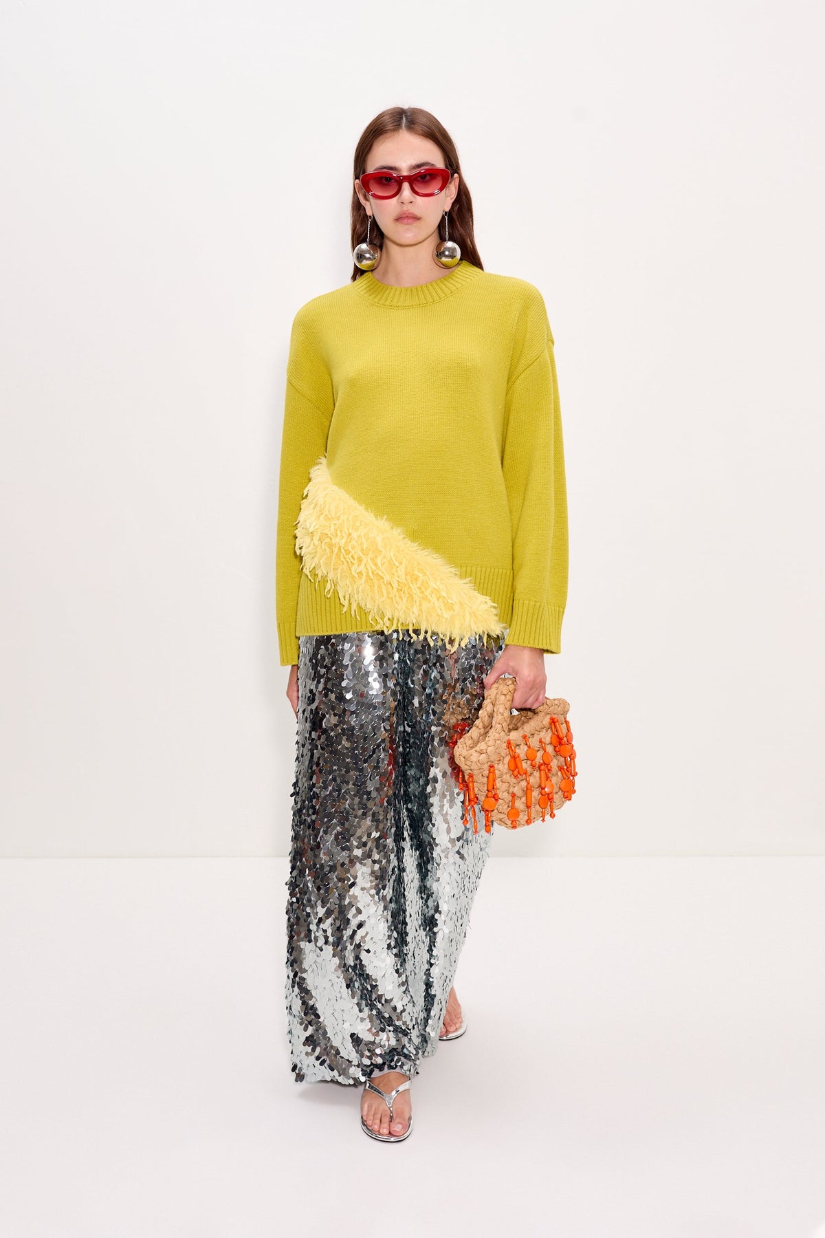 Zira Novelty Sweater In Chartreuse