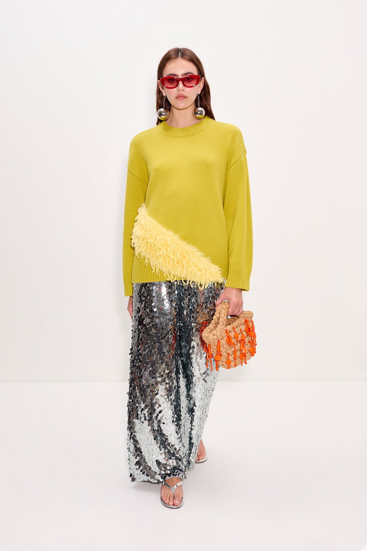 Zira Novelty Sweater In Chartreuse