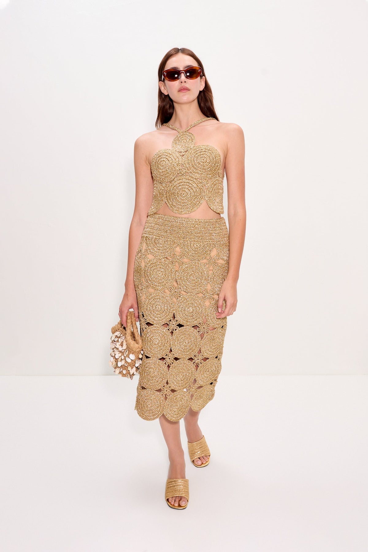 Beep Beep Midi Skirt In Star Gold