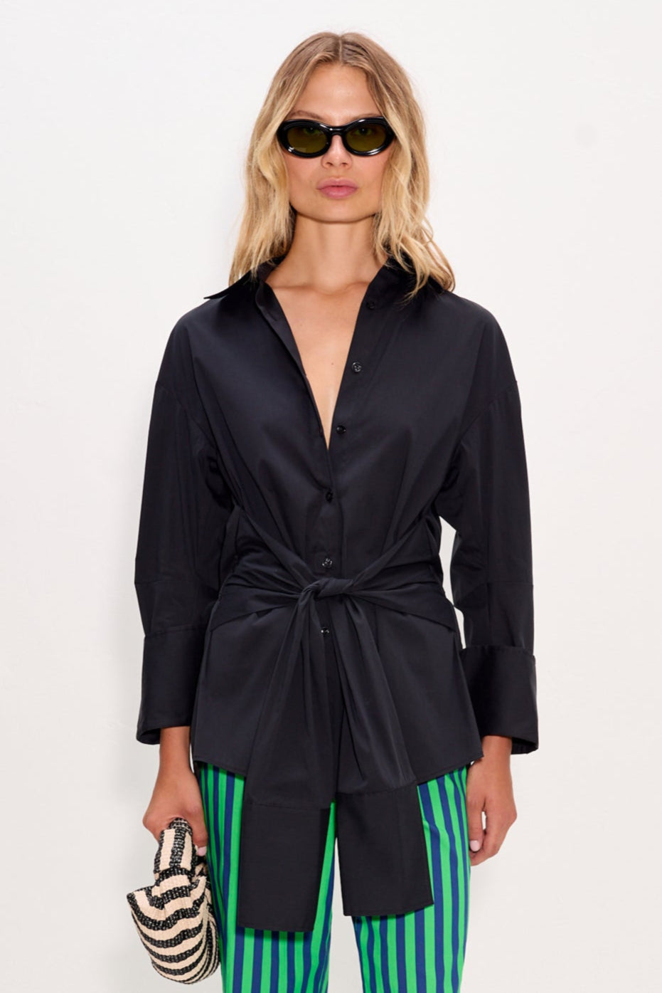 Inna Poplin Top in Black