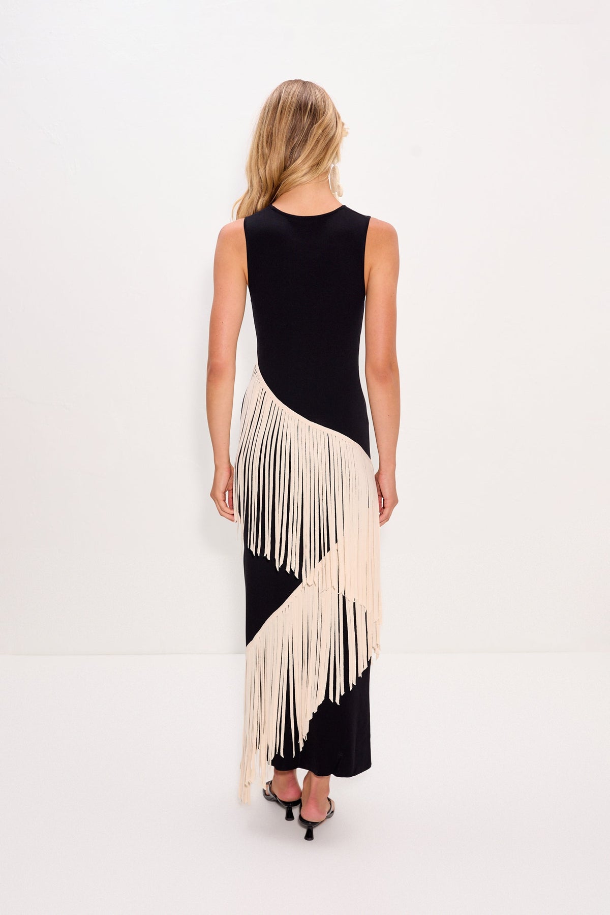 Spiral Knit Dress In Black/Macadamia