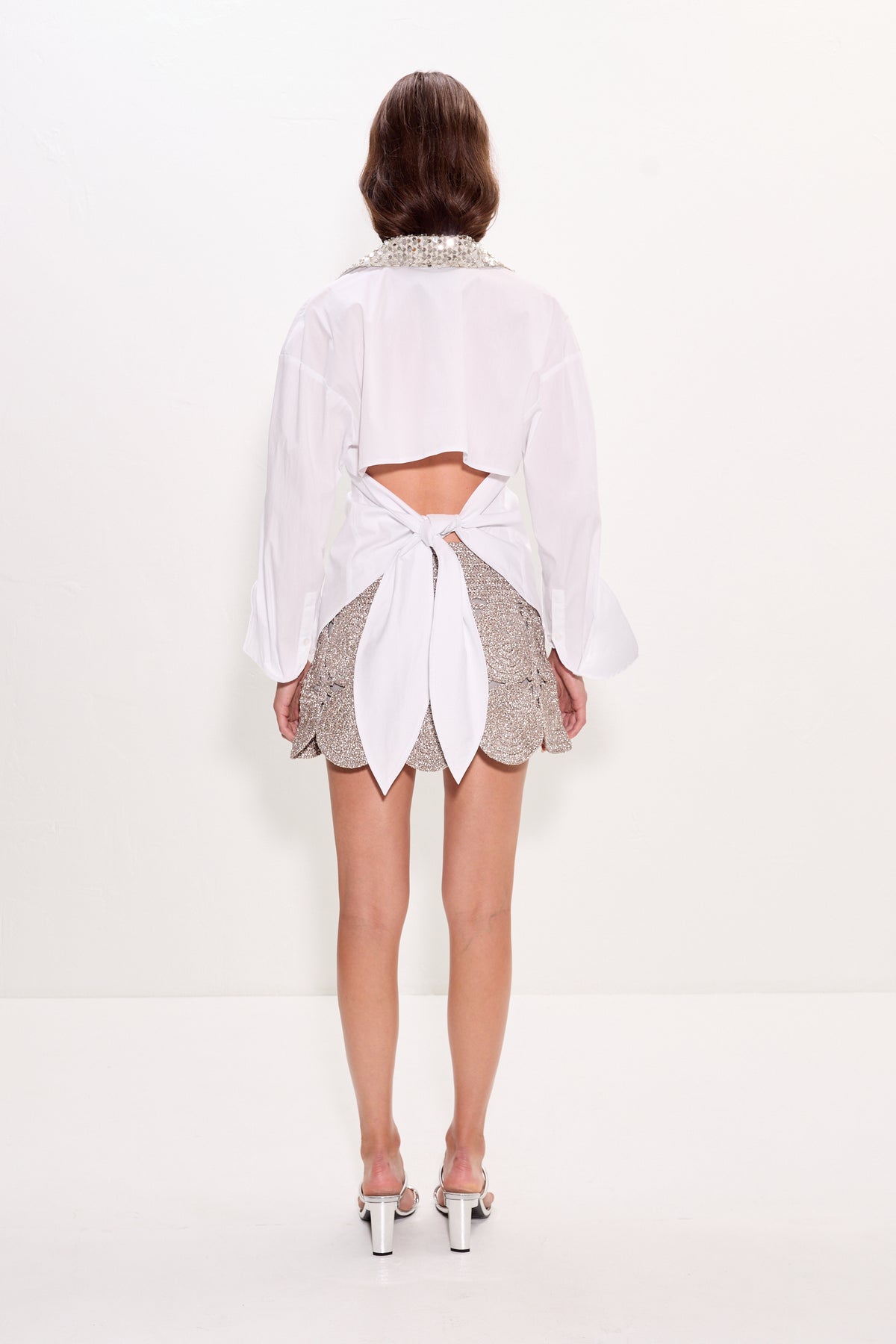 Loch Embellished Button Up In Macadamia