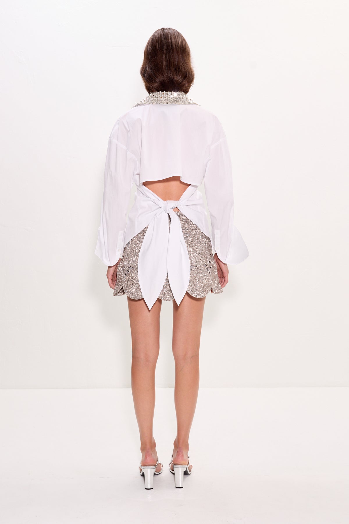 Loch Embellished Button Up In Macadamia
