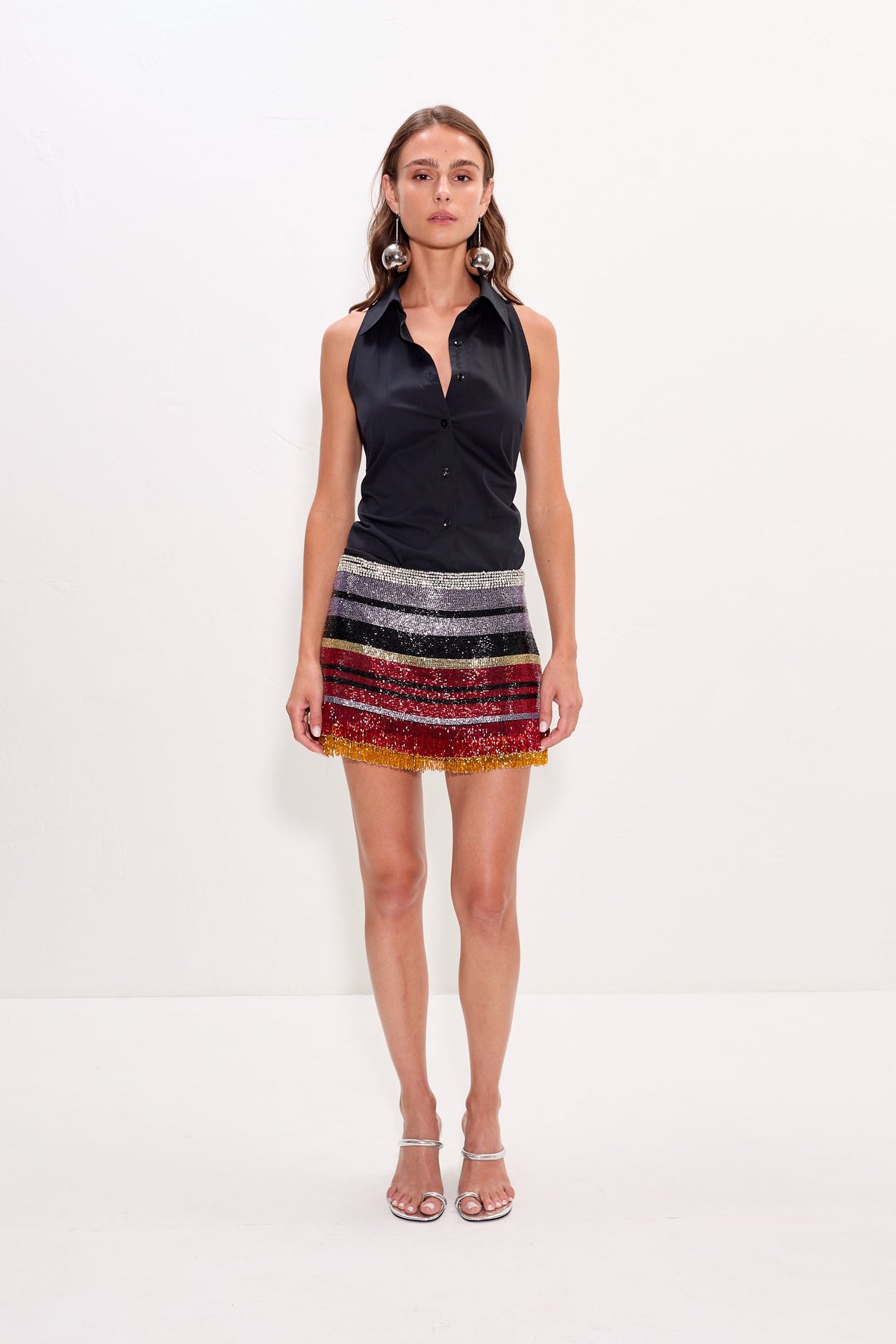 Inessa Crystal Beaded Skirt In Jewel Multi