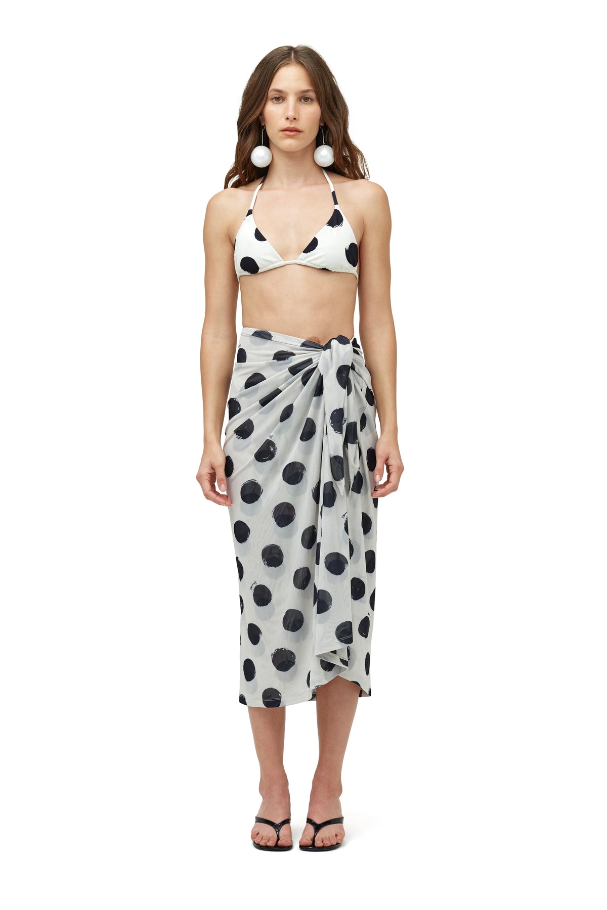 Mesh Balboa Skirt in Macadamia Black Dot Print