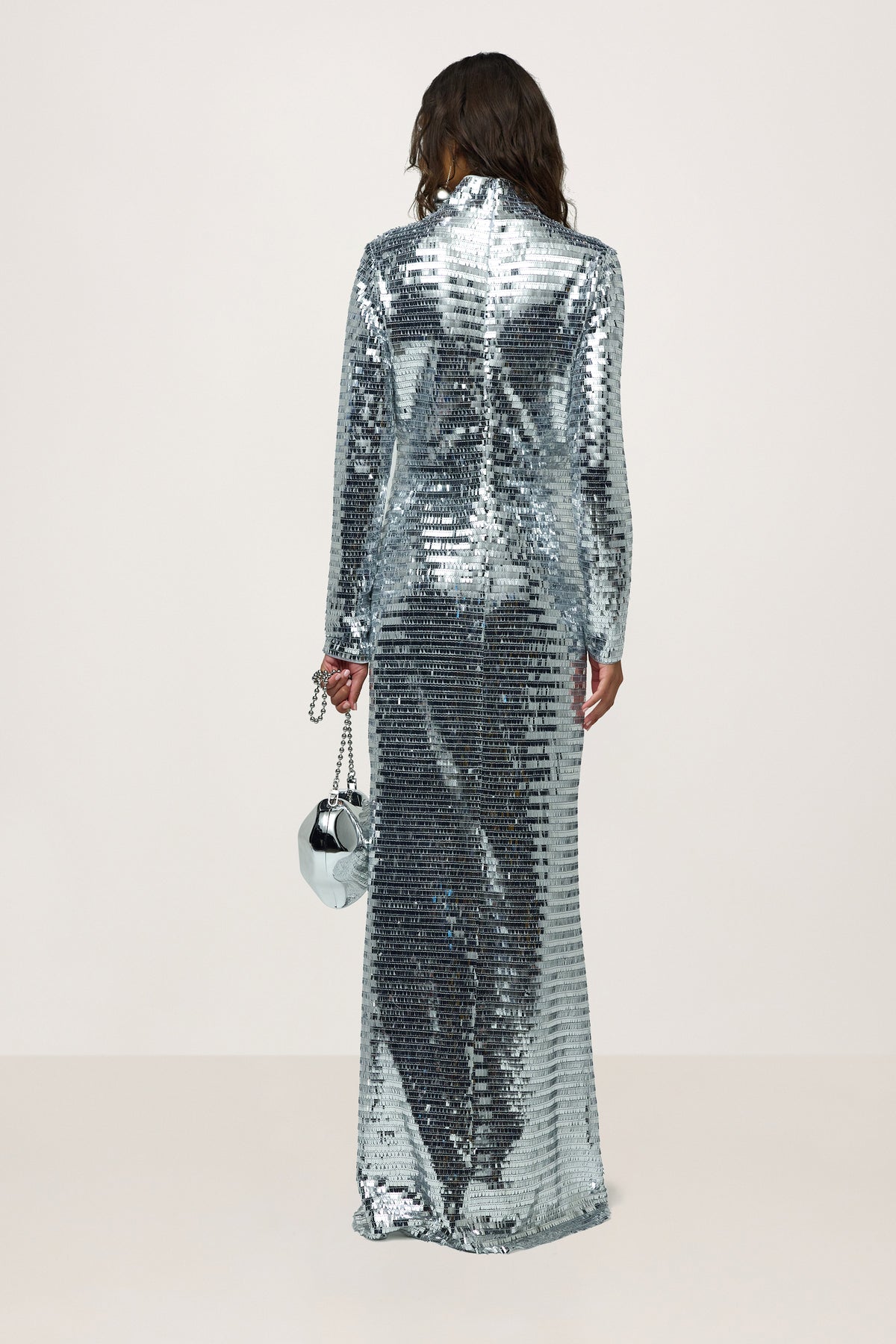 Sequin Sculpty Dress in Satellite Silver