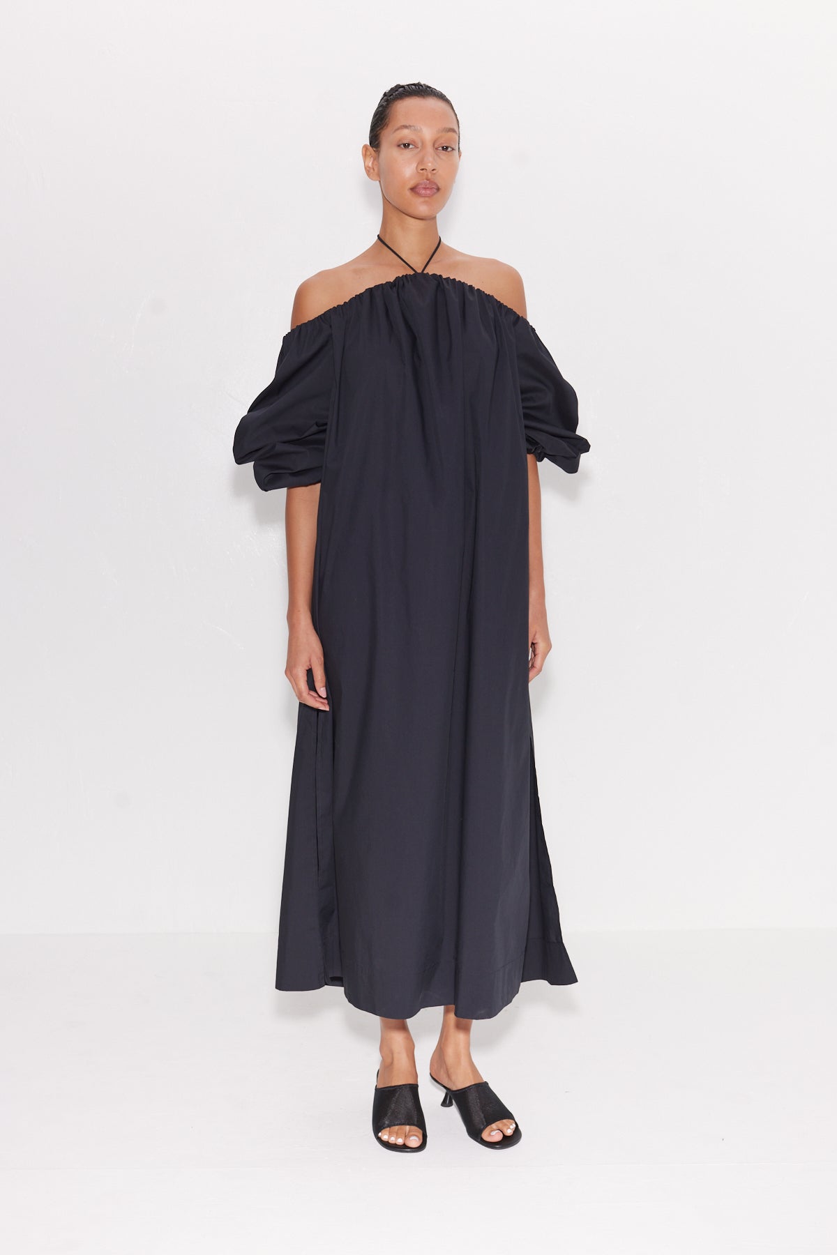 Oleander Poplin Dress In Black