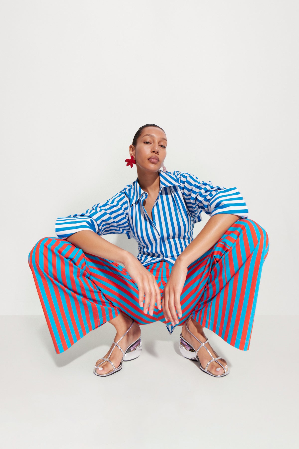 Striped poplin Pants