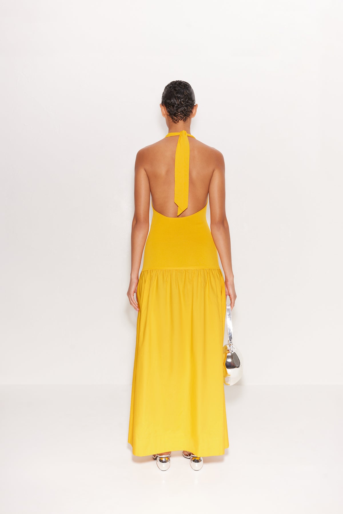 W4440-JUNJO-KNIT-POPLIN-DRESS-SHERBERT-ORANGE-BACK-FULL-BODY-SHOT