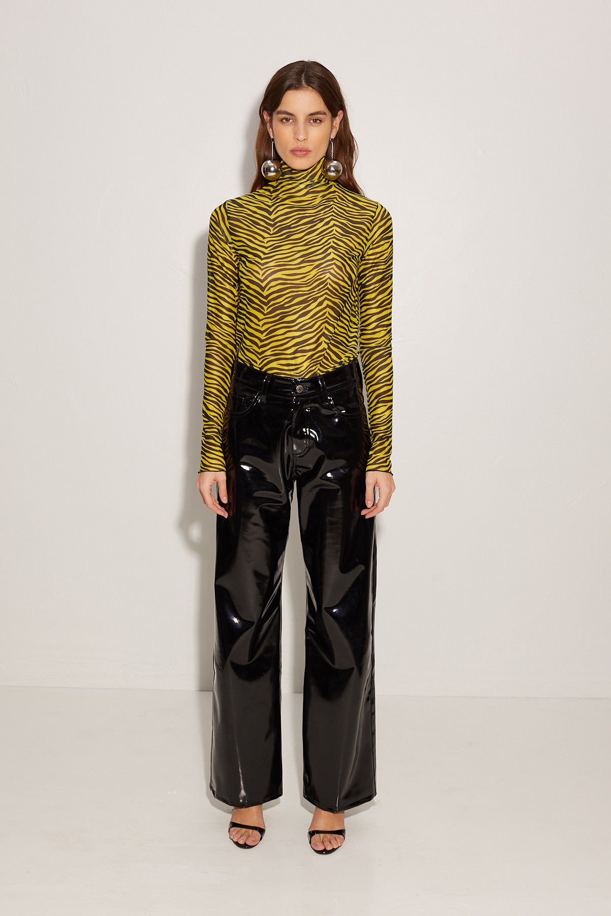 Patent Wide Leg Pant In Black