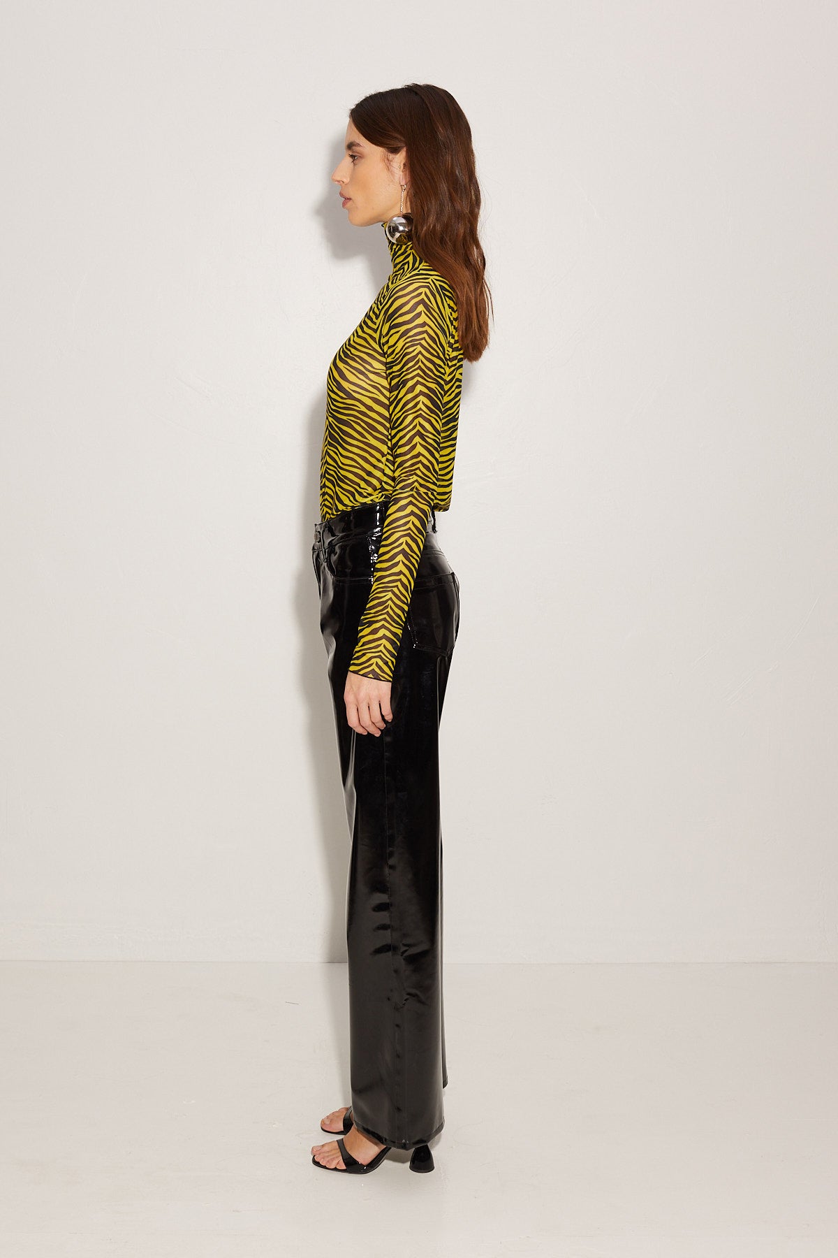 Patent Wide Leg Pant In Black