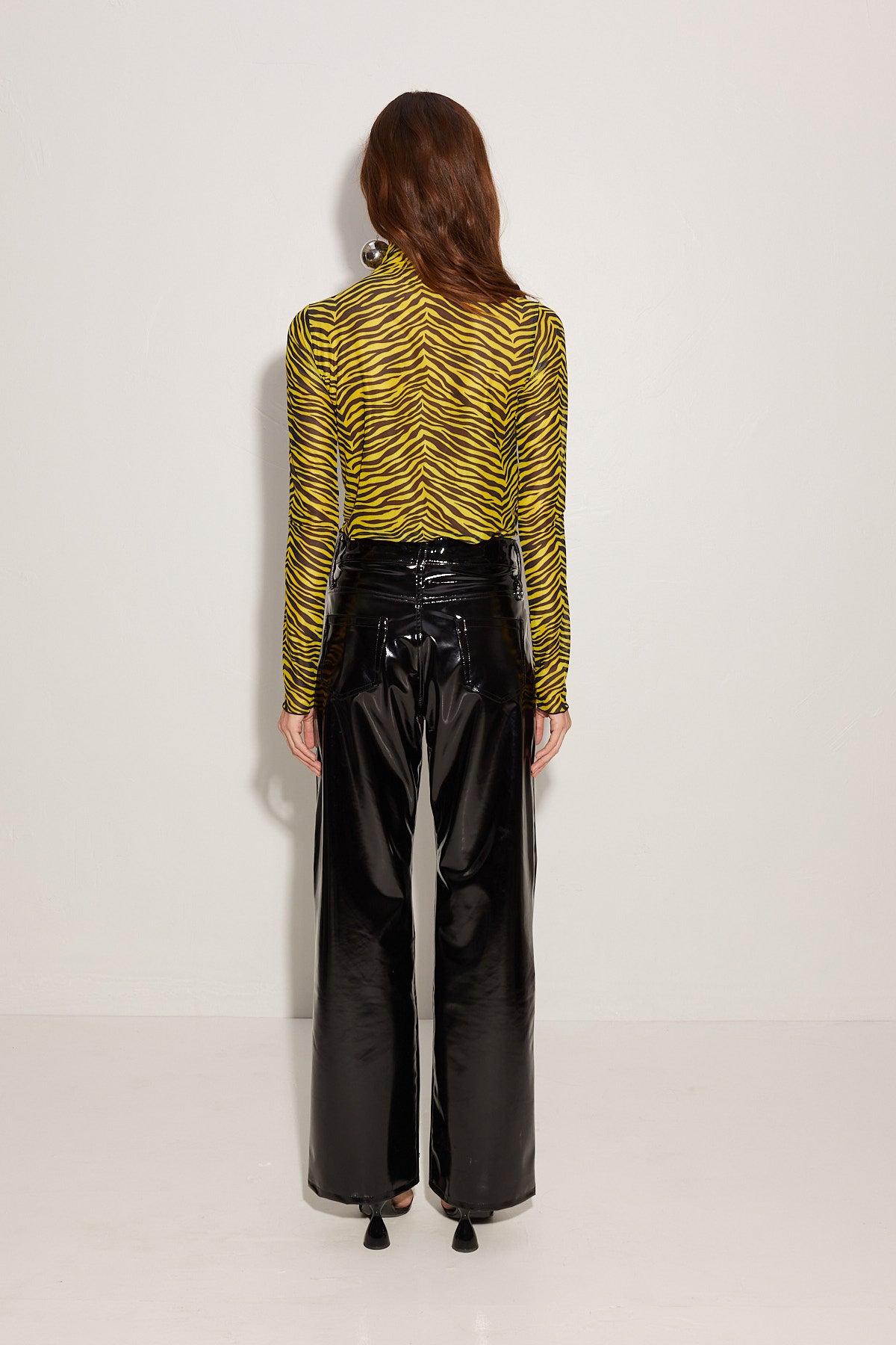 Patent Wide Leg Pant In Black