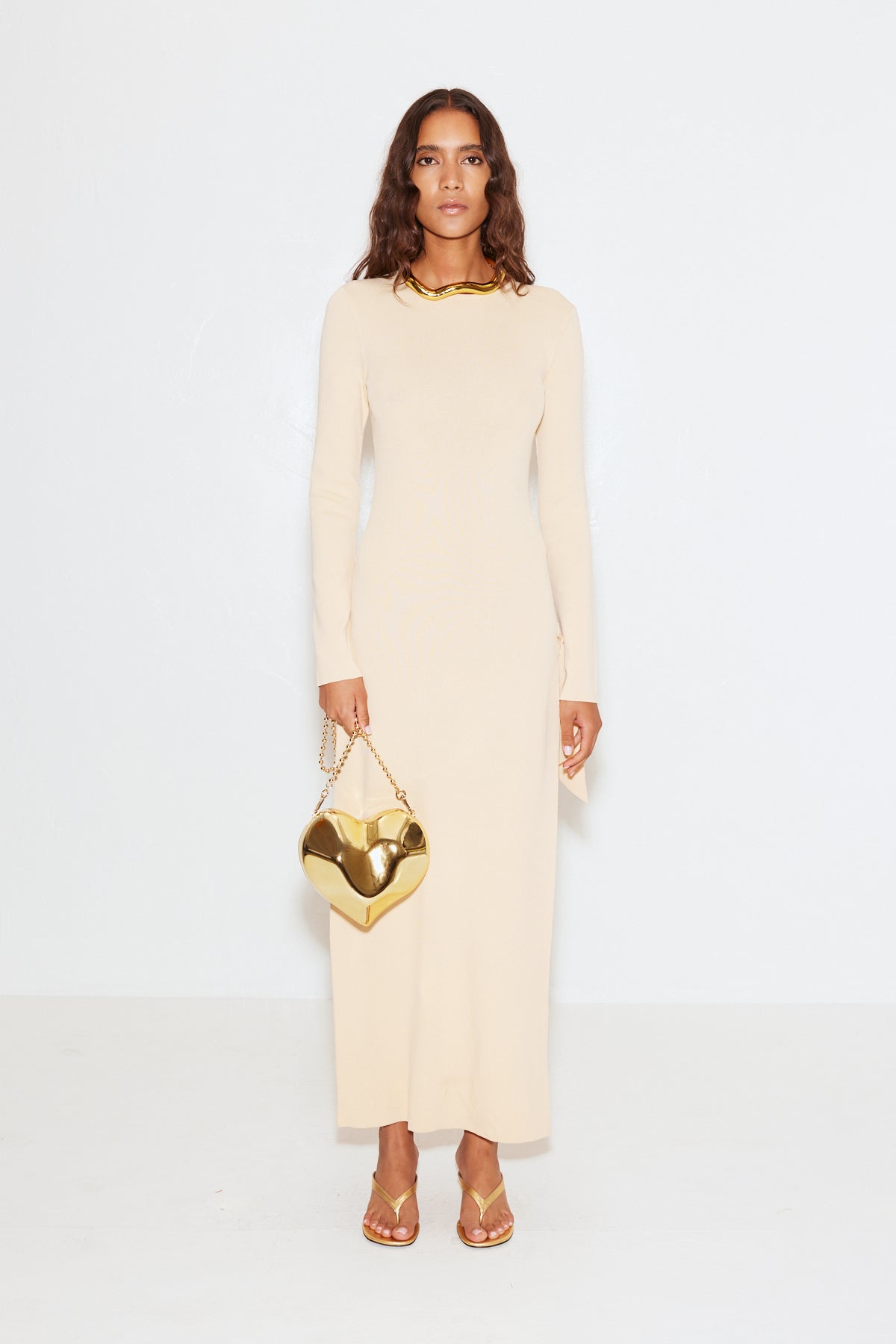 Knits By Long Sleeve Junjo Dress in Cream