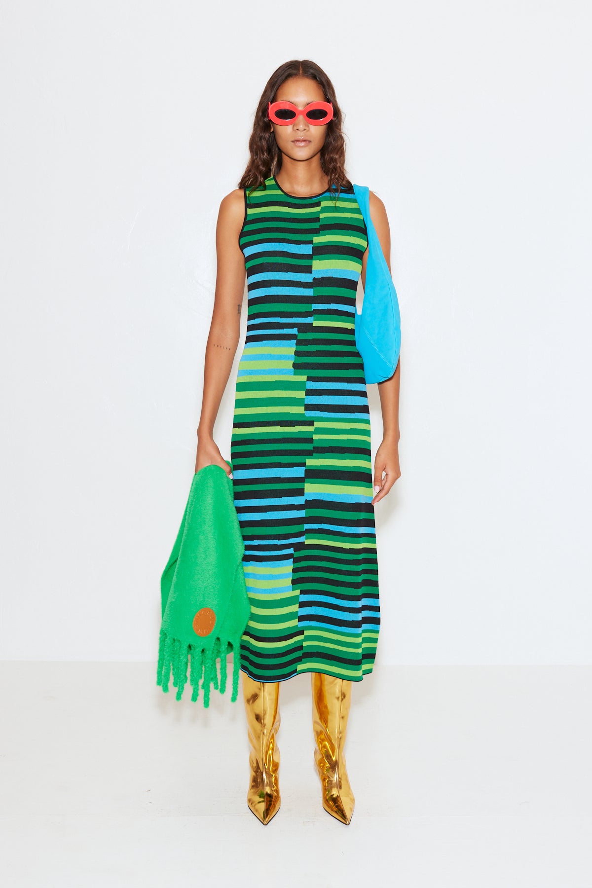 Knits By Sleeveless Axon Dress in Stacked Stripe