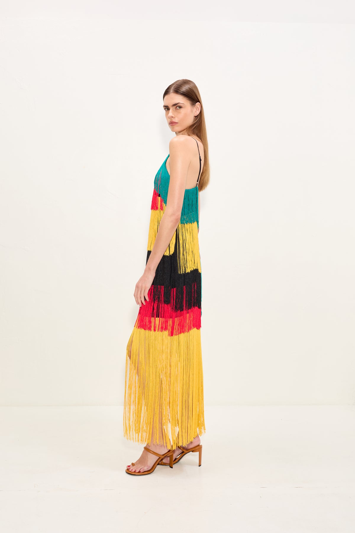 Drea Fringe Dress In Vibrant Multi Fringe