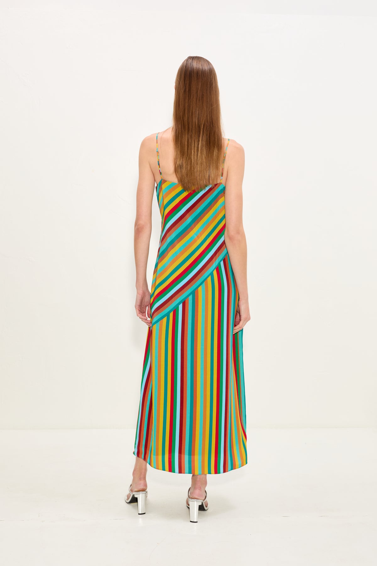 Maude Crepe Dress In Vibrant Multi Stripe