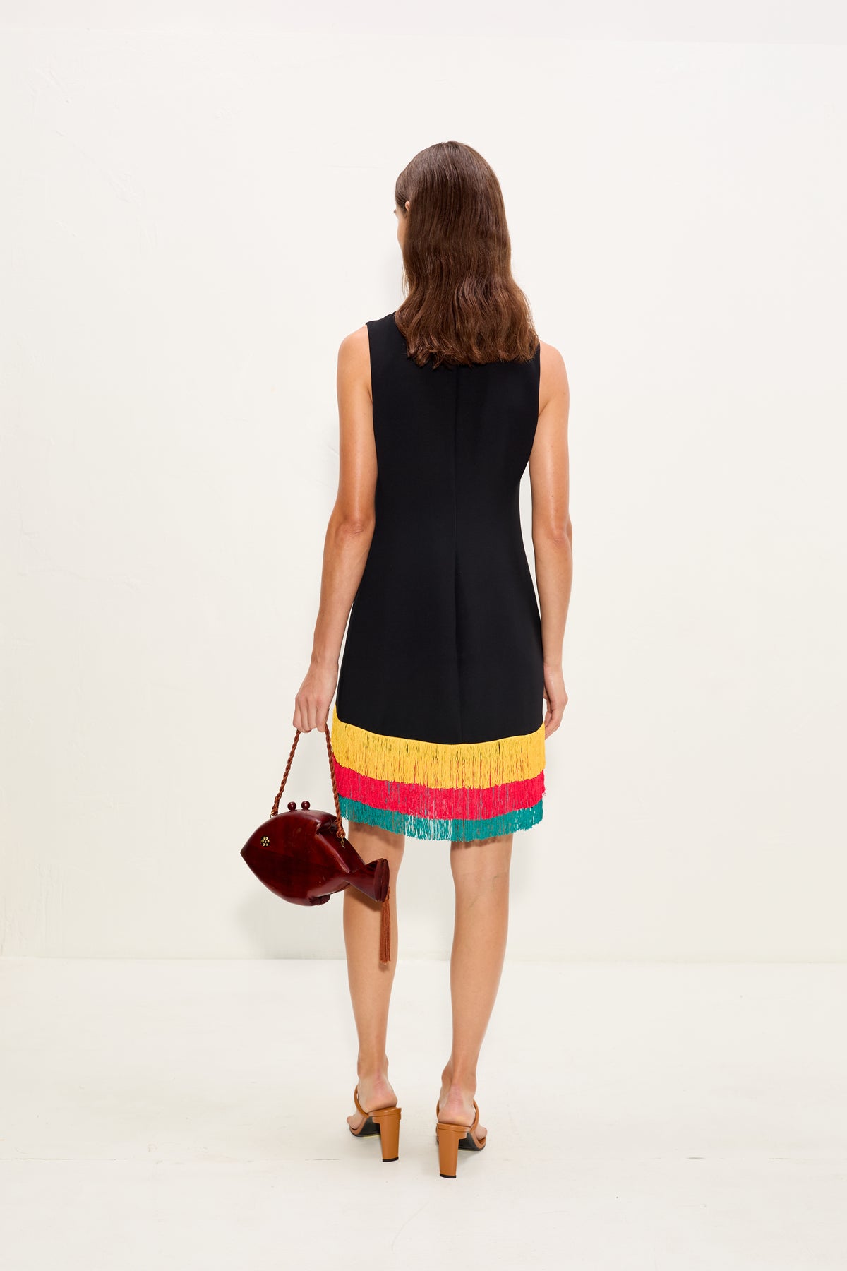 Bowie Fringe Mini Dress In Black Multi