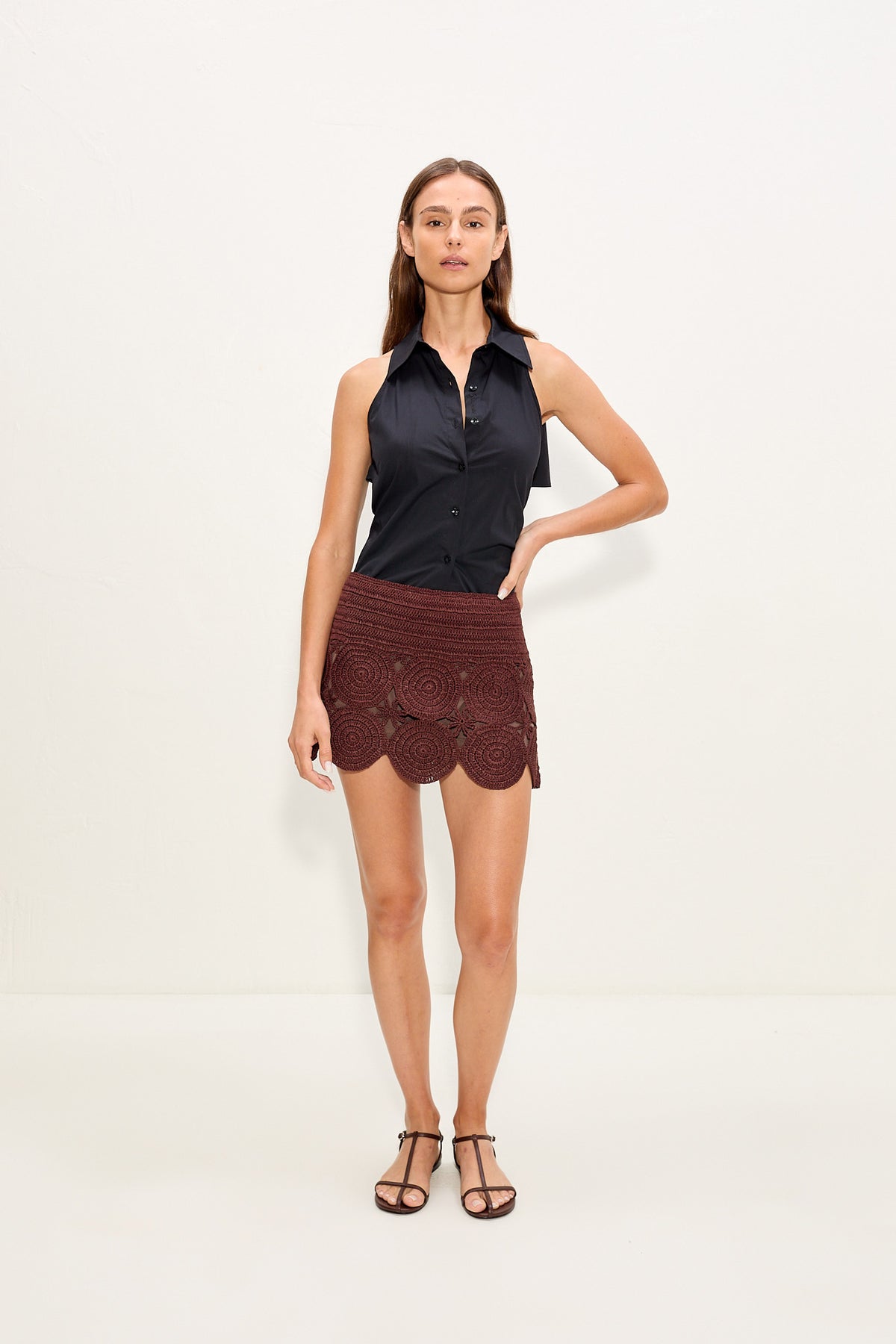 Beep Beep Mini Skirt In Choco Brown