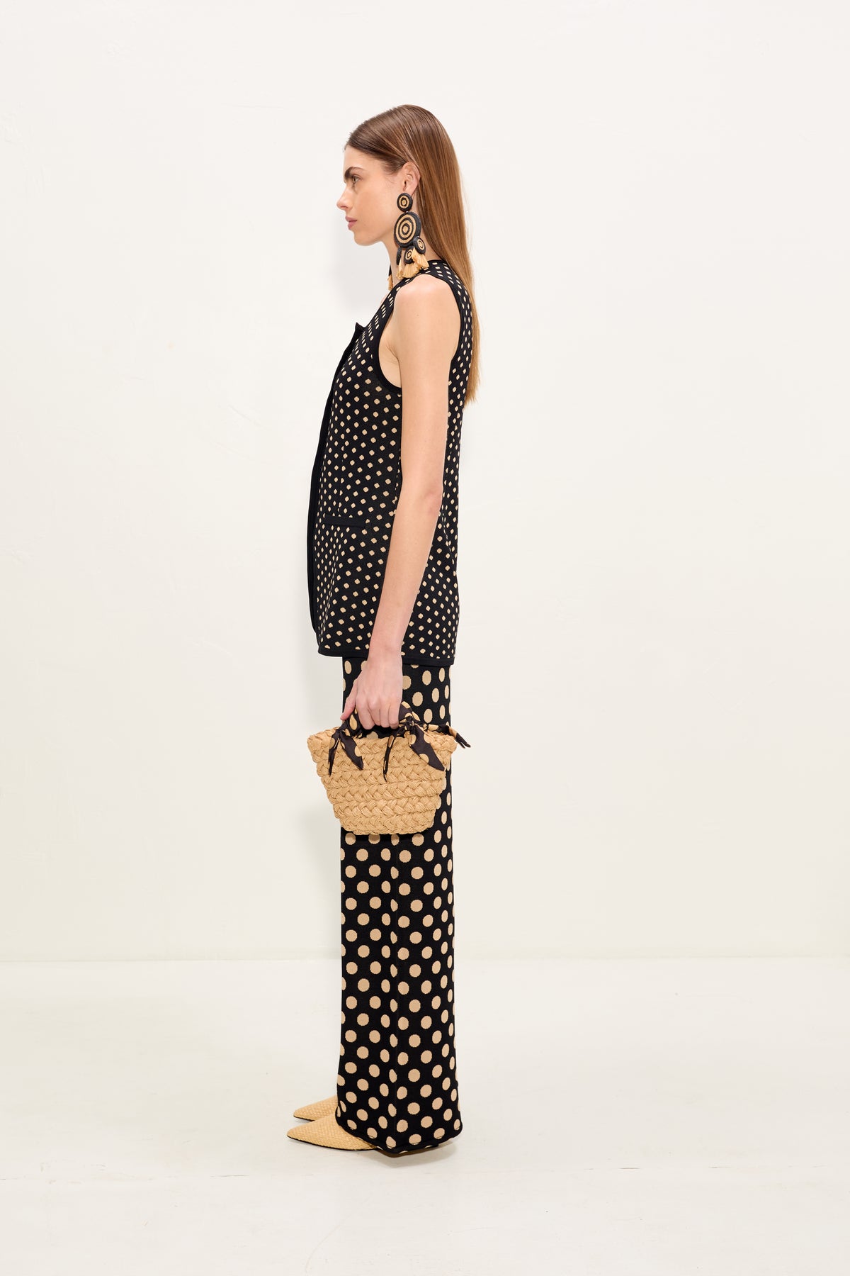 Jabber Knit Pant In Black/Tan Polka Dot