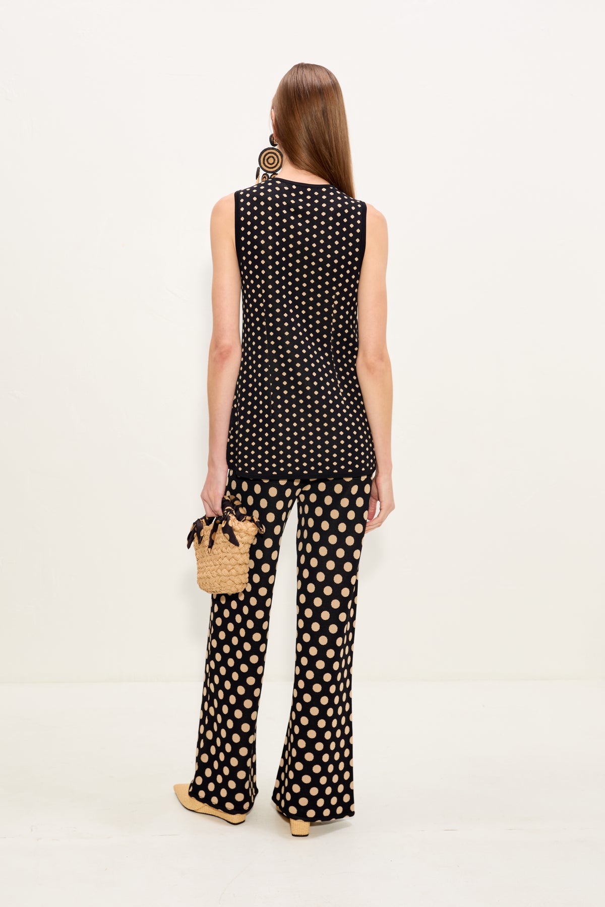 Jabber Knit Pant In Black/Tan Polka Dot