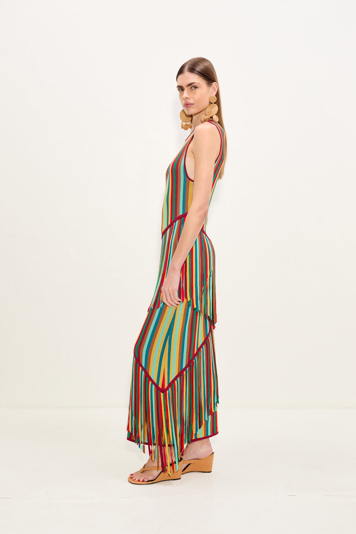 Spiral Knit Dress In Vibrant Multi Stripe