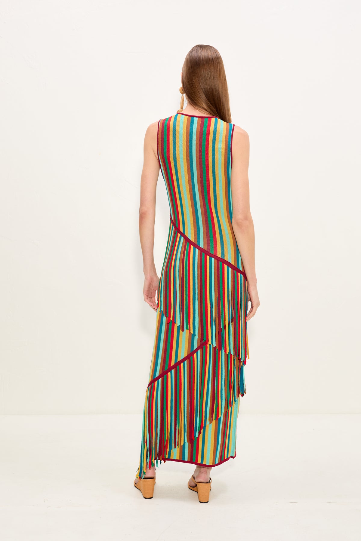 Spiral Knit Dress In Vibrant Multi Stripe