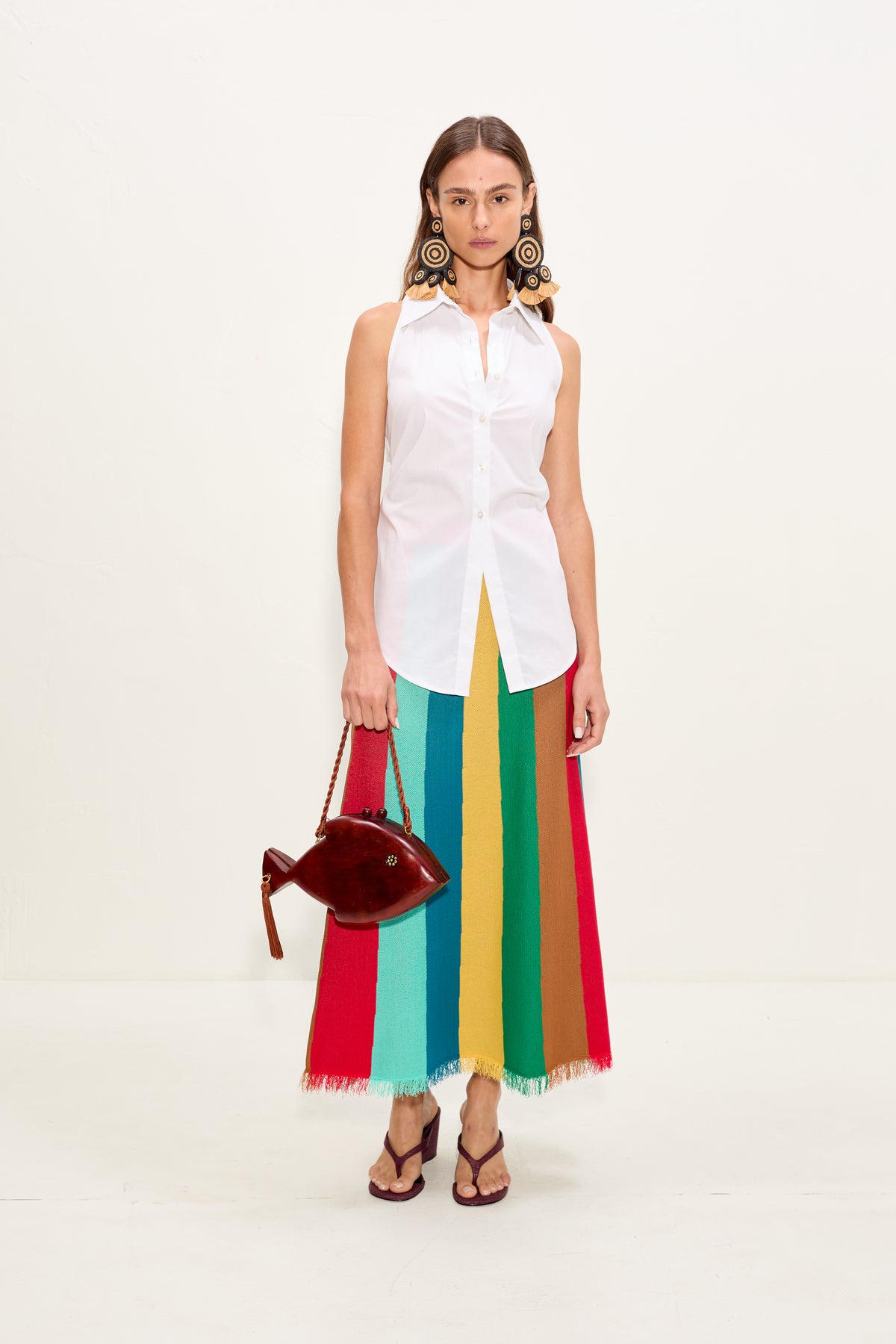 Alita Knit Skirt In Vibrant Multi Stripe