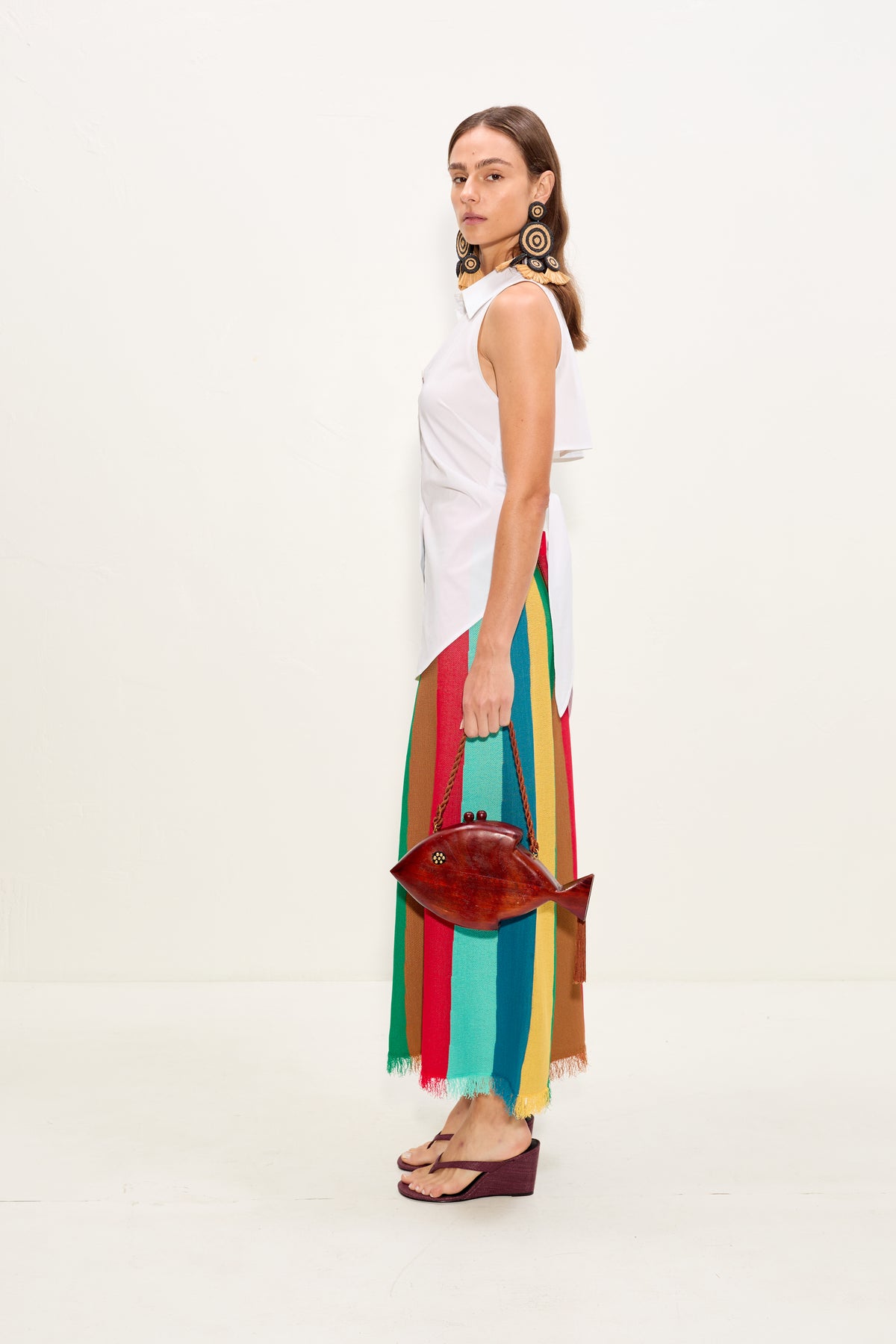Alita Knit Skirt In Vibrant Multi Stripe