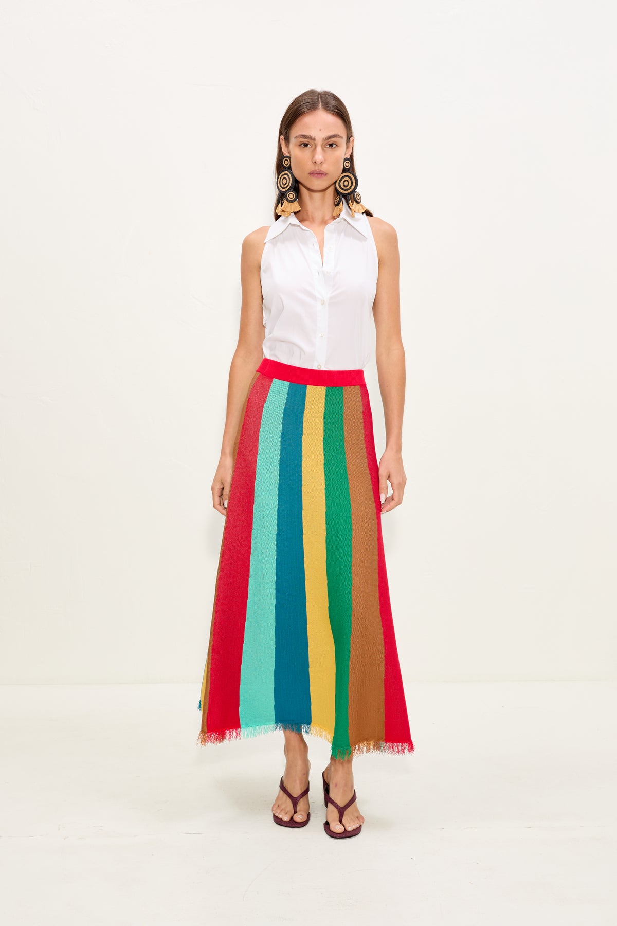 Alita Knit Skirt In Vibrant Multi Stripe