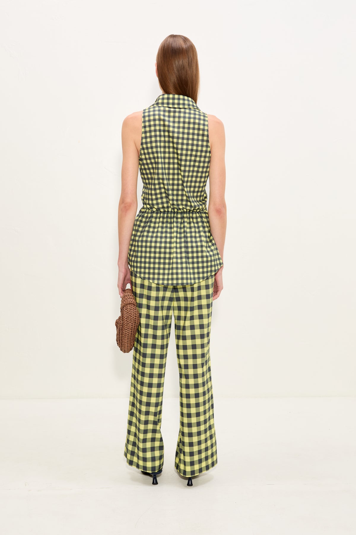 Pia Poplin Pant In Peridot/Ebony Gingham