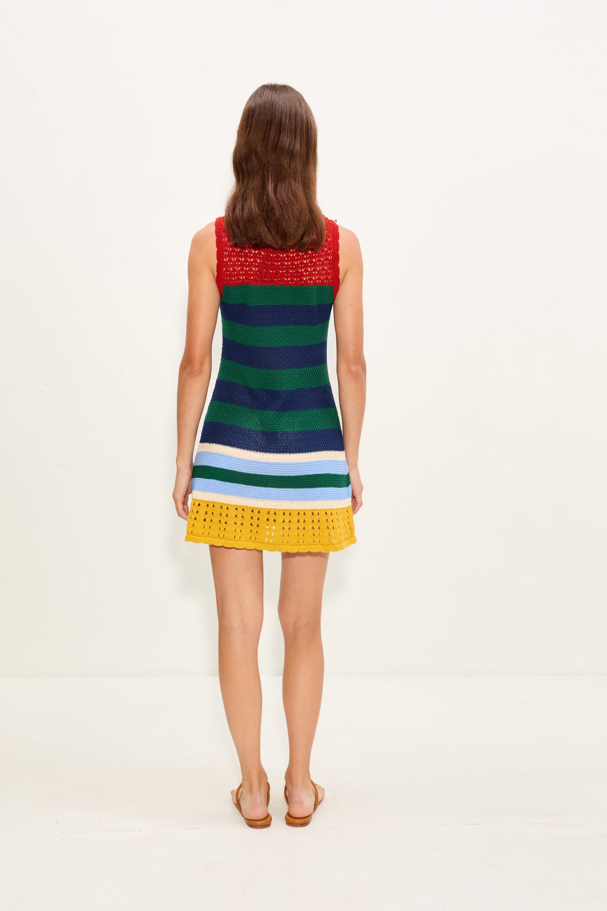 Yvonne Knit Mini Dress In Brick Stripe Combo