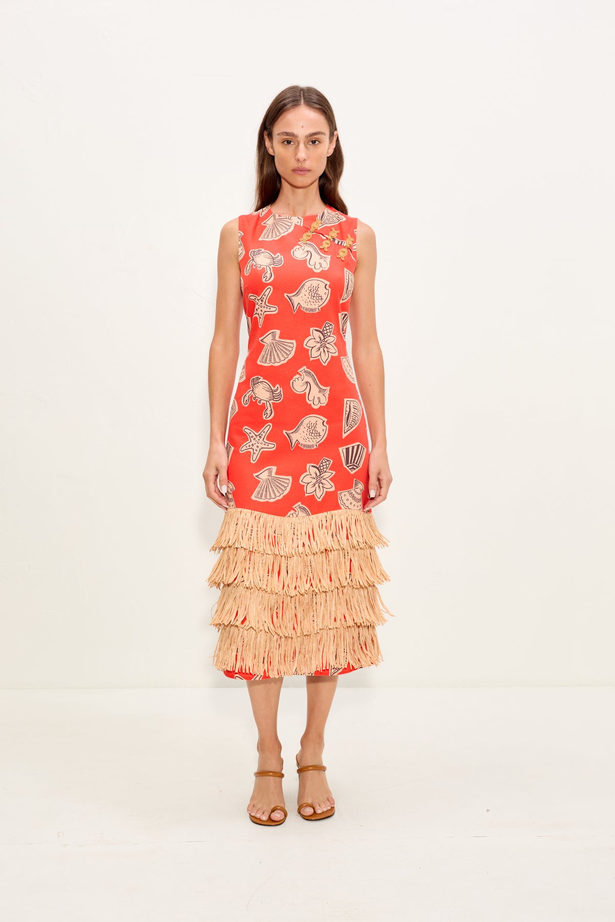 Jooni Linen Dress In Playful Sea Print