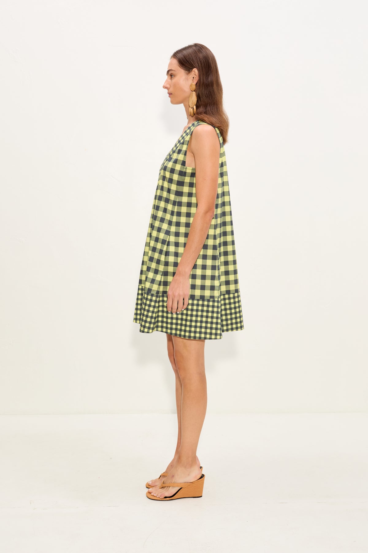 Mar Poplin Mini Dress In Peridot/Ebony Gingham