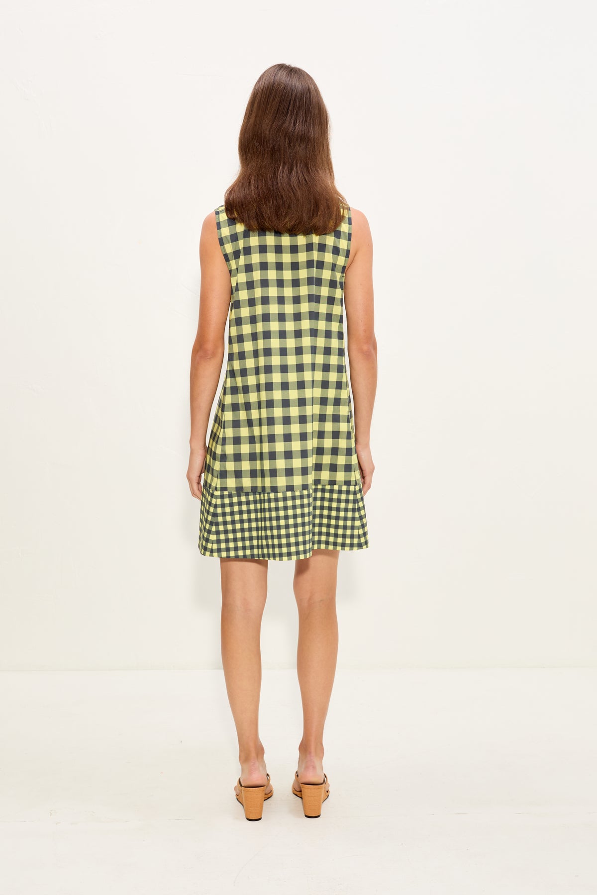 Mar Poplin Mini Dress In Peridot/Ebony Gingham