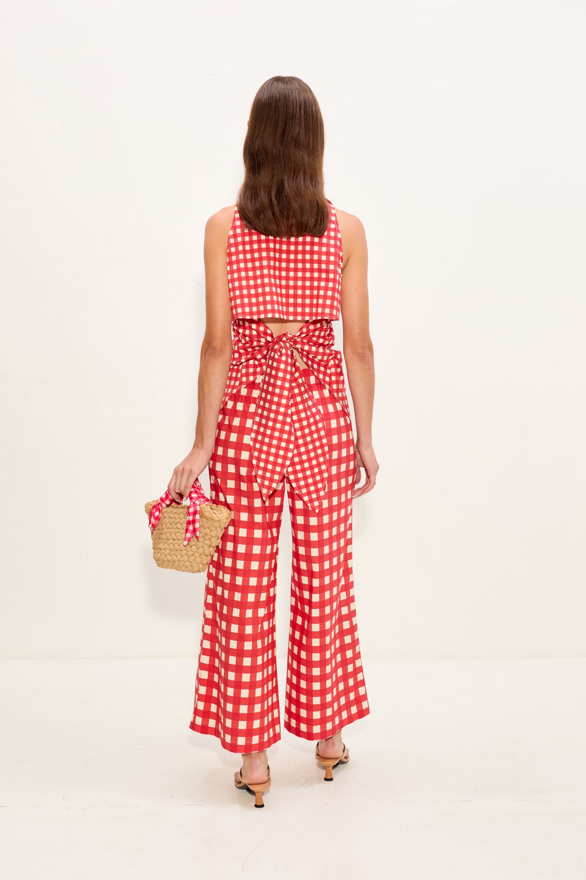 Toni Poplin Pant In Tomato/White Gingham