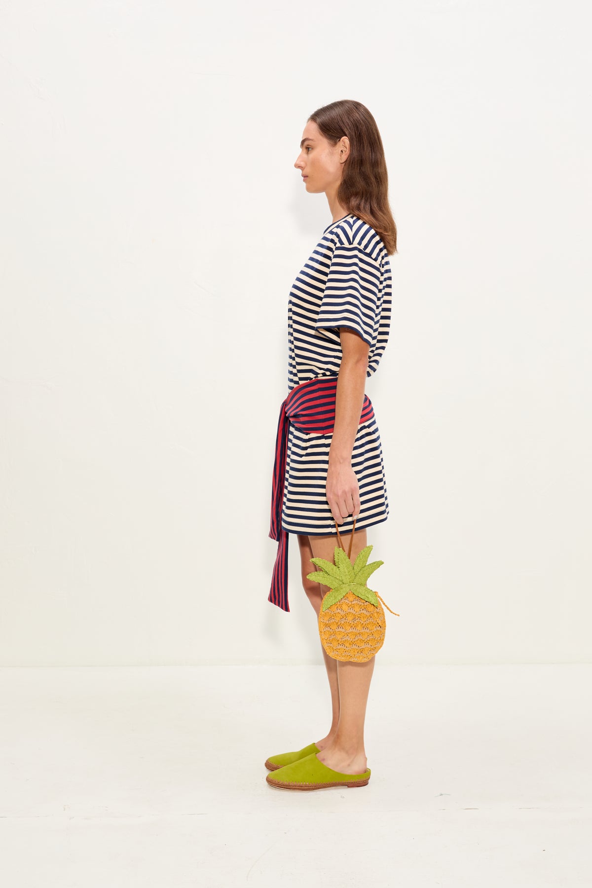Lottie T-Shirt Dress In Navy Stripe Combo