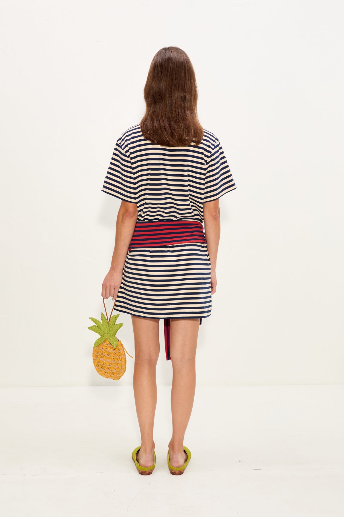 Lottie T-Shirt Dress In Navy Stripe Combo